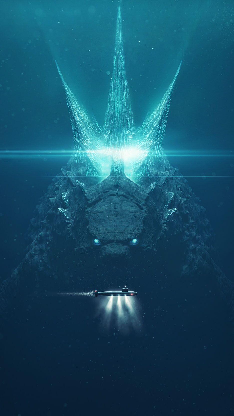 Godzilla vs Submarine iPhone Wallpaper