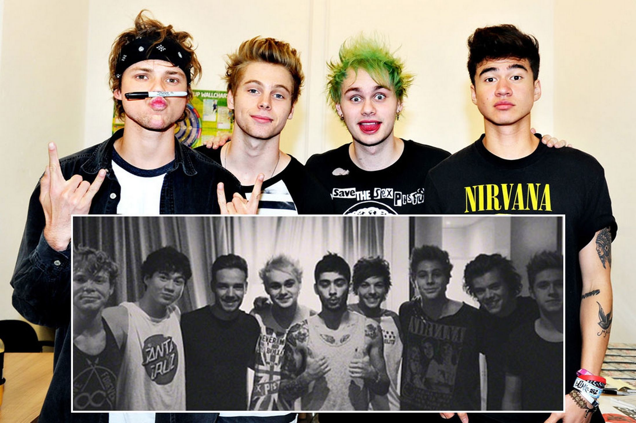 5sos And One Direction Collage Header Direction Vs 5 Seconds Of Summer HD Wallpaper