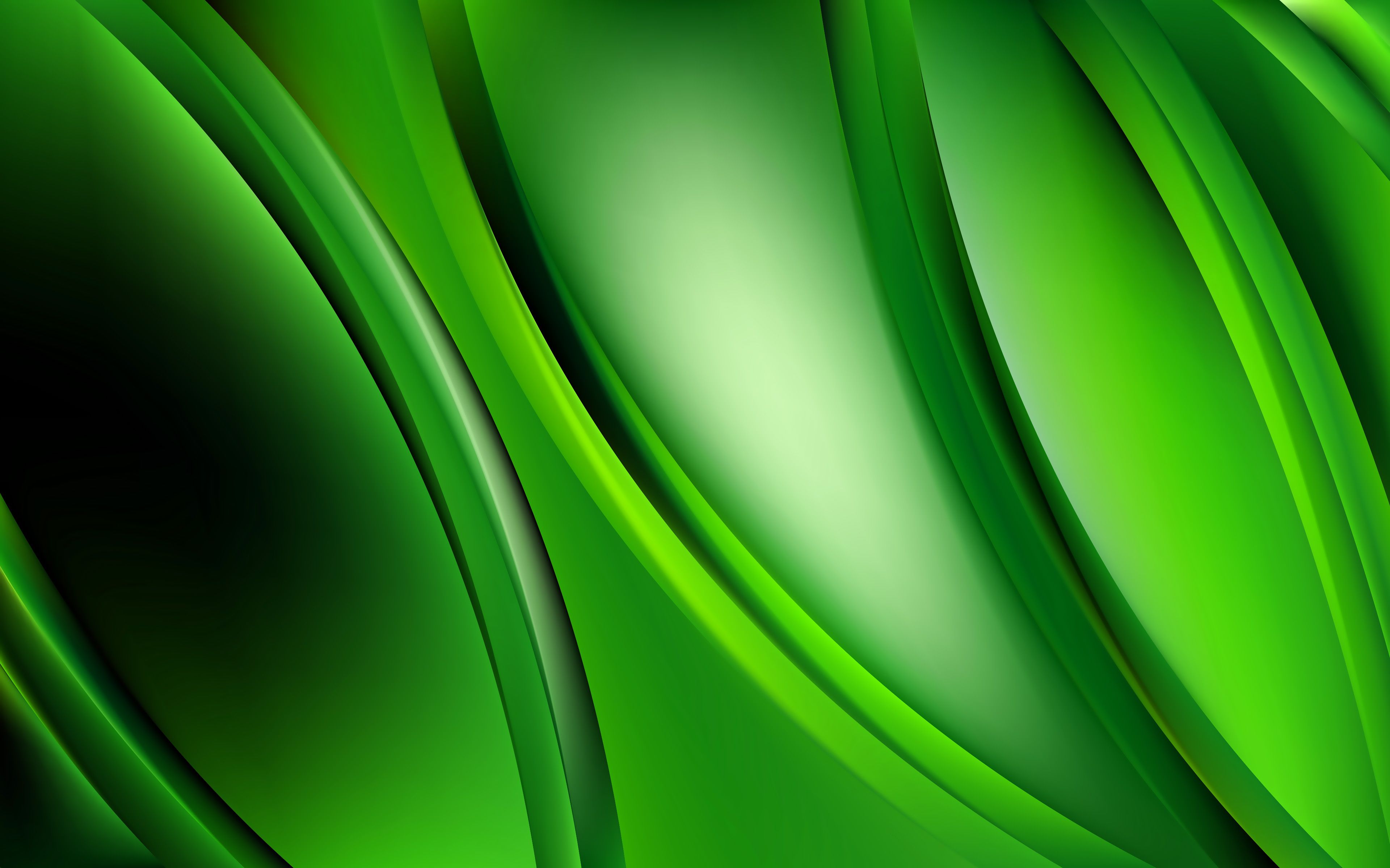 Download wallpaper green abstract waves, 4k, 3D art, abstract art, green wavy background, abstract waves, creative, green background, waves textures, green 3D waves for desktop with resolution 3840x2400. High Quality HD picture