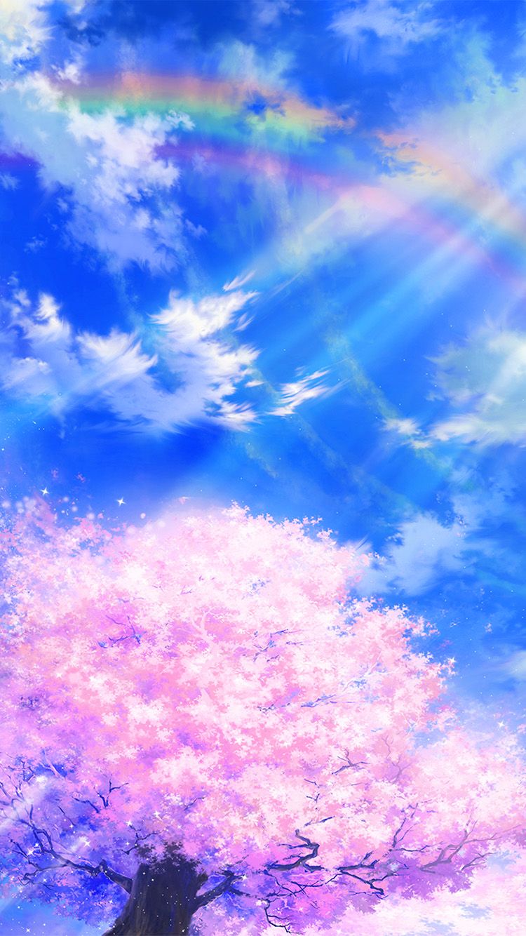 iPhone7 wallpaper. anime sky cloud spring art illustration blue