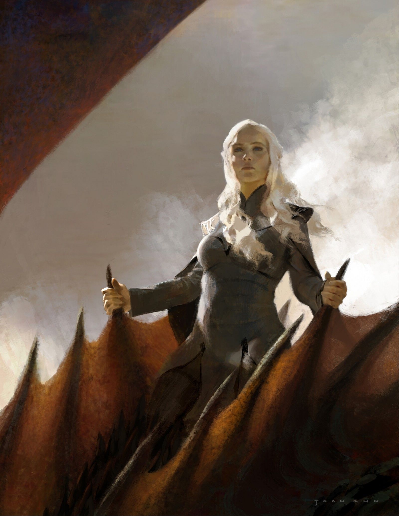 Wallpaper, Daenerys Targaryen, Game of Thrones, fan art, mother of dragons, dragon, drogon, artwork 1920x2486