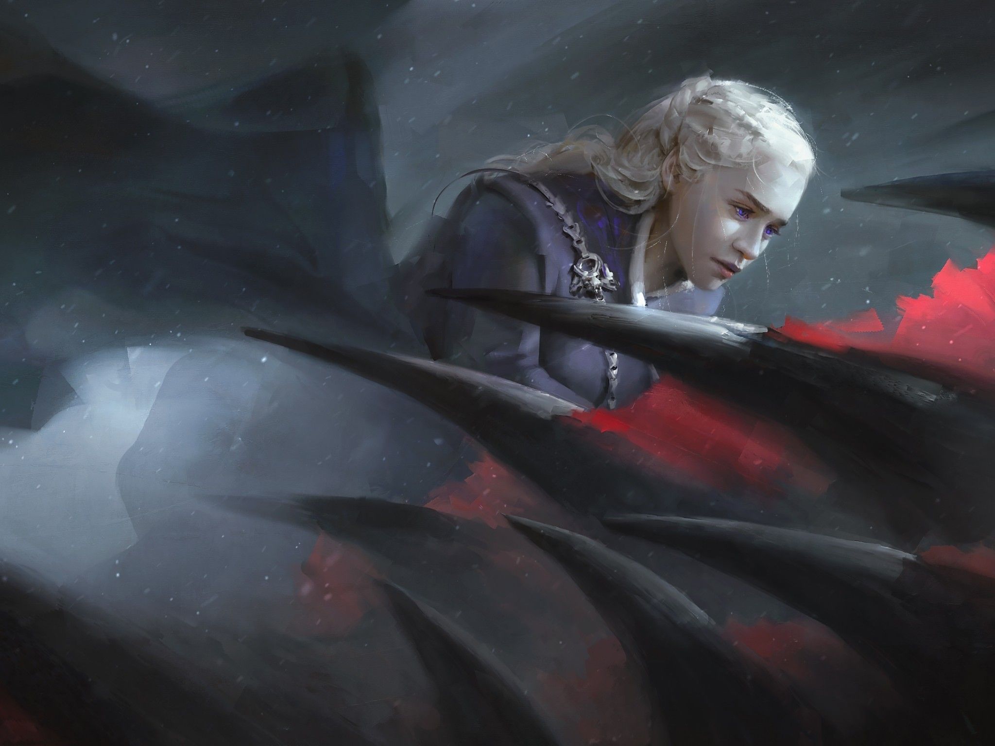 Download 2048x1536 Game Of Thrones, Daenerys Targaryen, Dragon, Artwork, Tv Series Wallpaper for Ainol Novo 9 Spark