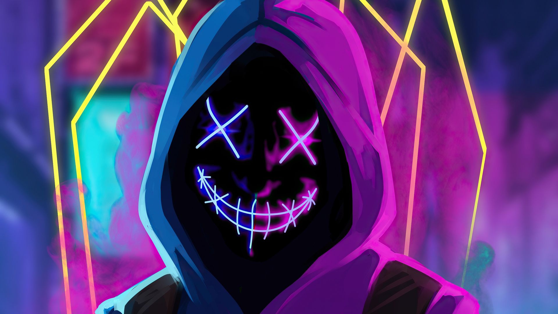 Red Neon Mask Guy Background