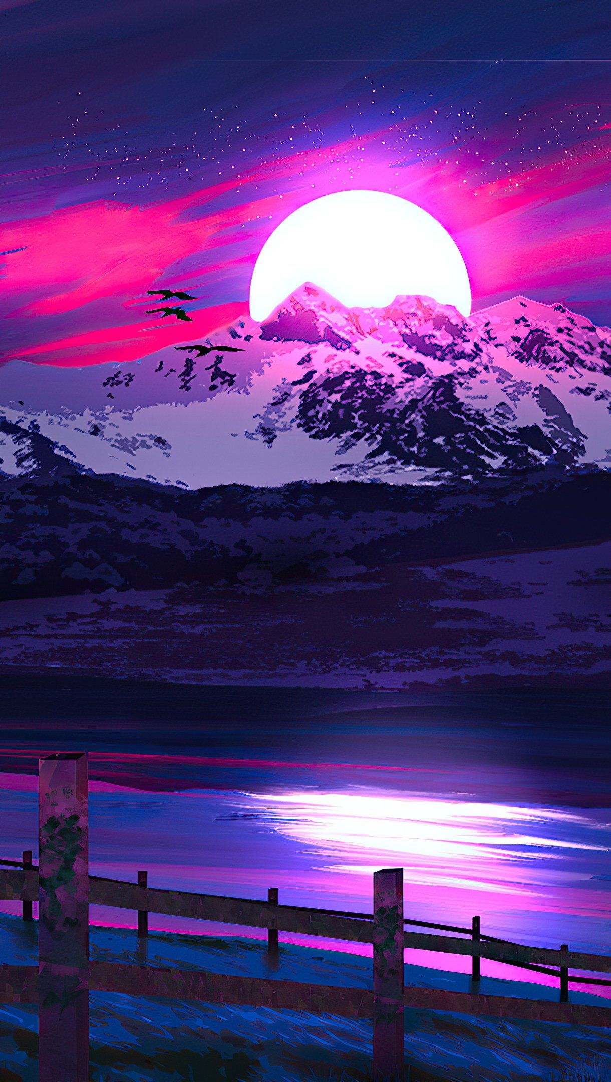 Digital Landscape at sunset Wallpaper 4k Ultra HD