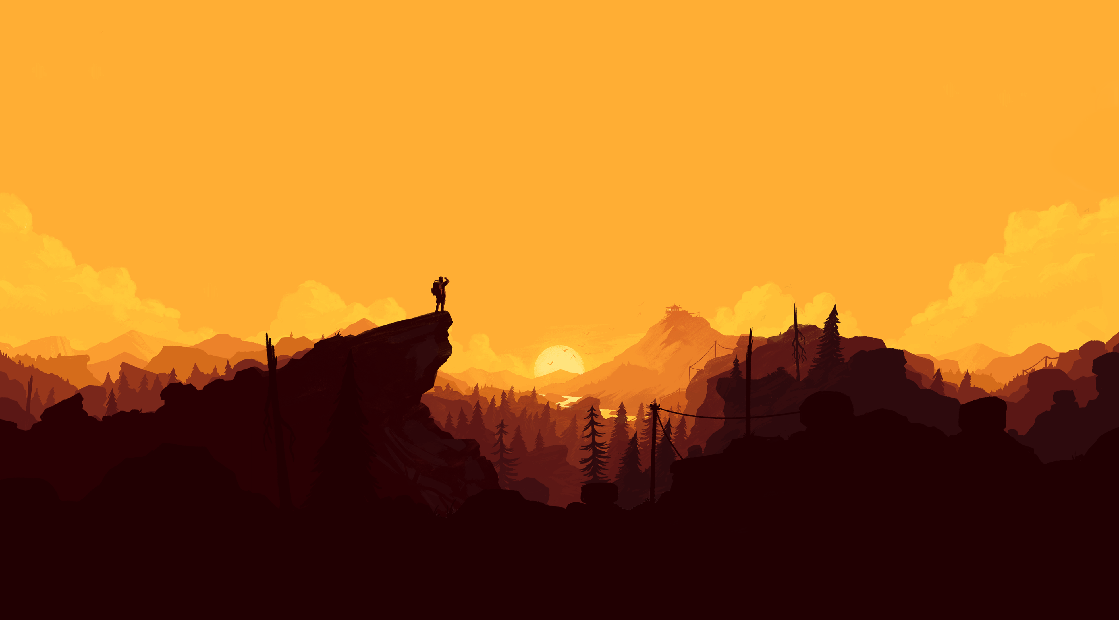 Dual Screen Firewatch Dual Monitor Wallpaper