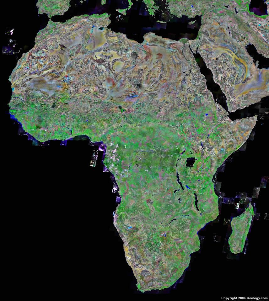 Africa Map and Satellite Image