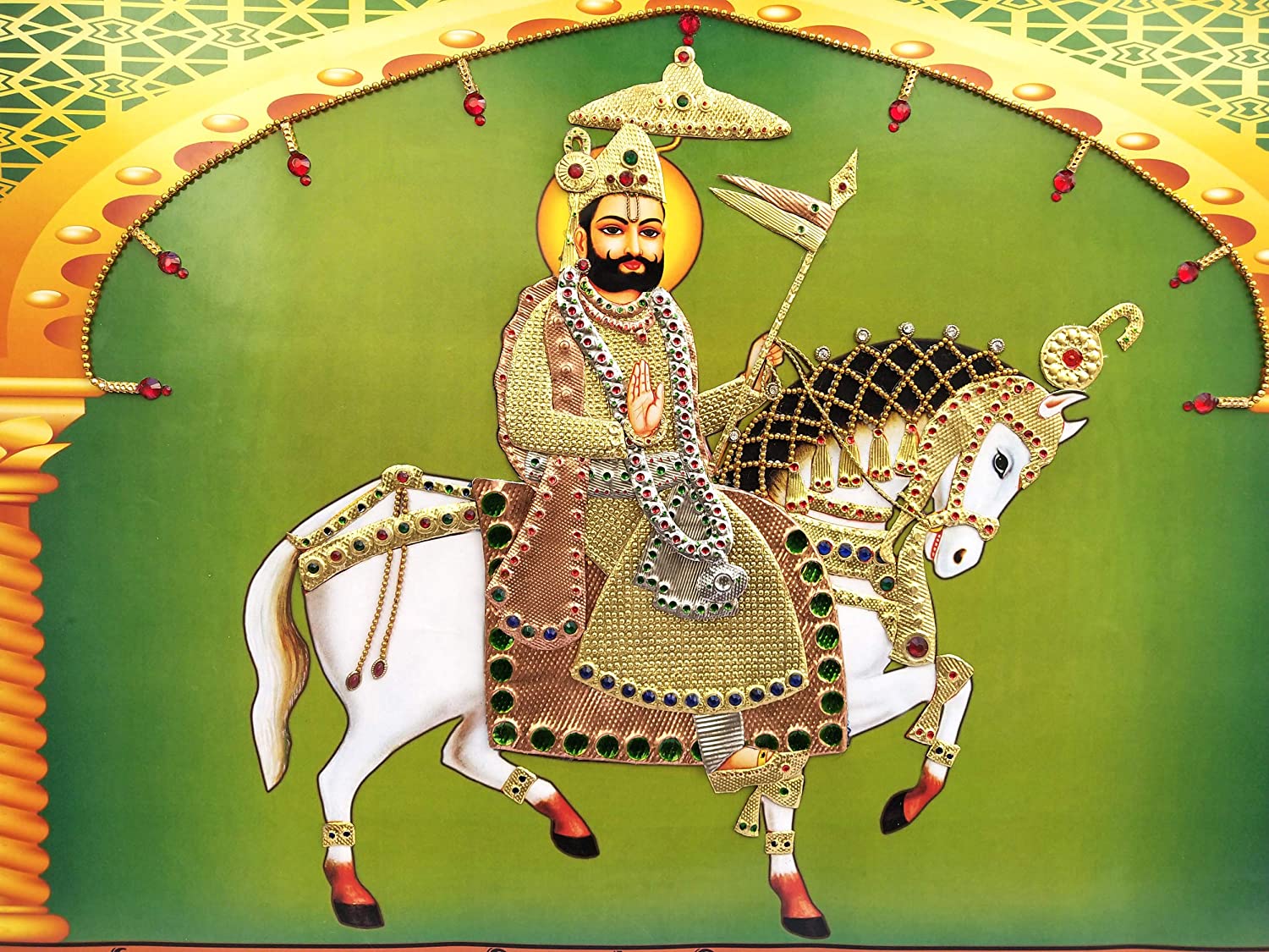 Buy Laxman Art Baba Ramdev Ji Maharaj Pir Brass Handmade Work Photo Frame (23 X 17 Inch) Online At Low Prices In India