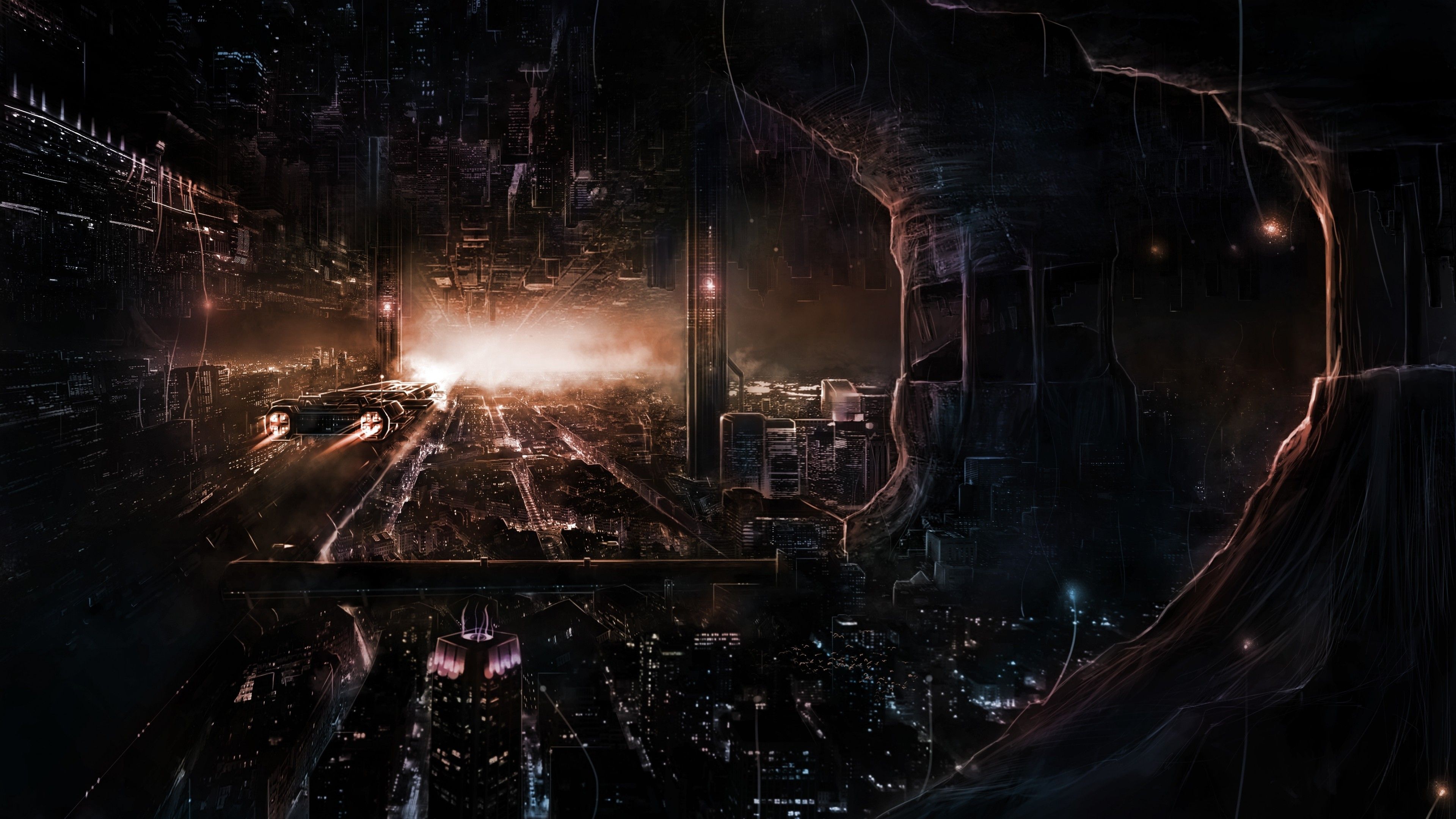 Download 3840x2160 Sci Fi, Futuristic City, Dark Theme Wallpaper For UHD TV