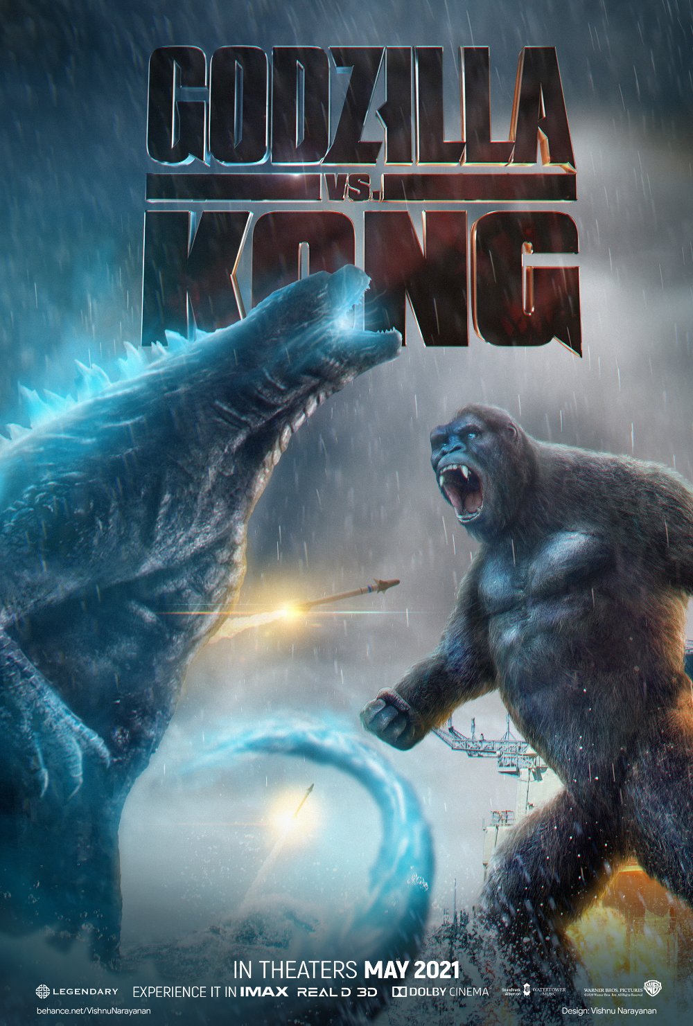 GODZILLA vs KONG. Concept Poster Design. King kong vs godzilla, King kong movie, Kong godzilla