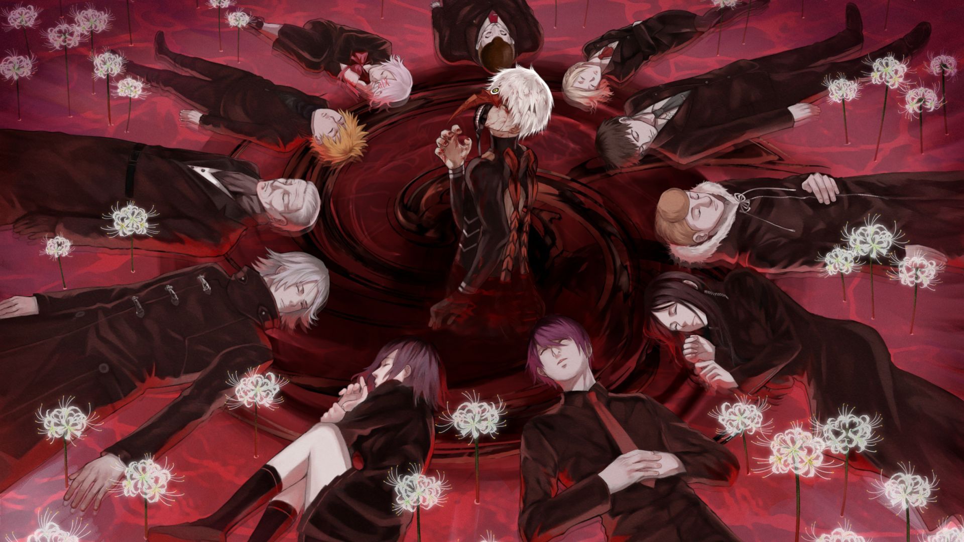 Desktop wallpaper tokyo ghoul, anime, all characters, HD image, picture, background, bdf8ef