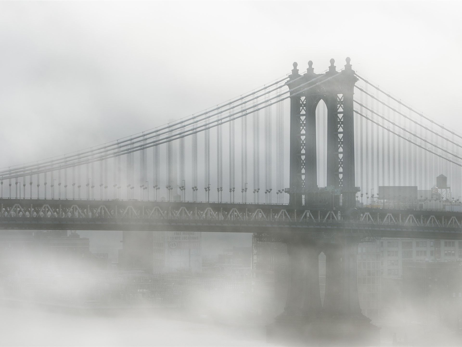 Wallpaper USA, New York, Brooklyn, bridge, fog, morning 3840x2160 UHD 4K Picture, Image