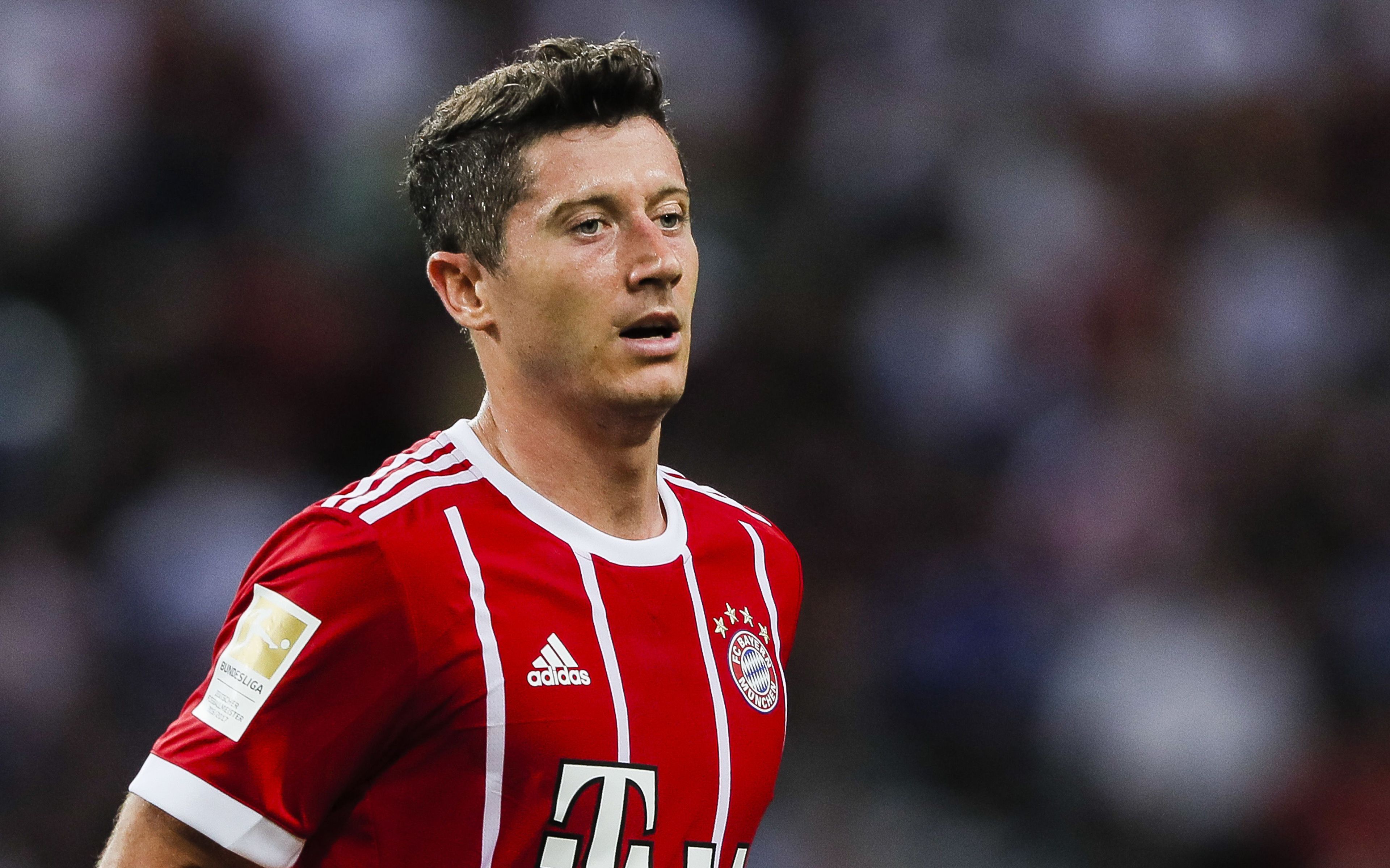 Download wallpaper Robert Lewandowski, 4k, blur, Bayern Munich, football, Germany, Bundesliga, polish footballers for desktop with resolution 3840x2400. High Quality HD picture wallpaper