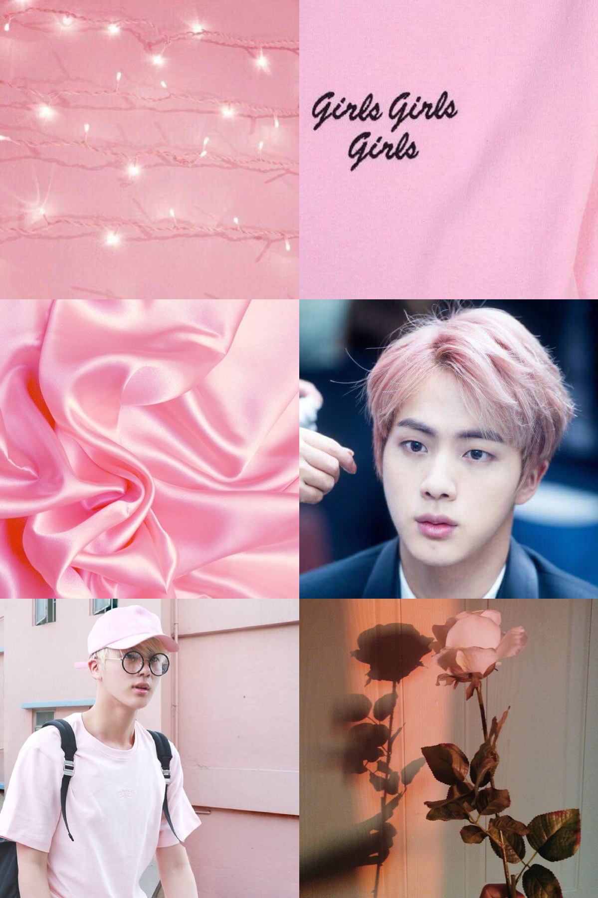 Download White And Pink BTS Jin Aesthetic Wallpaper