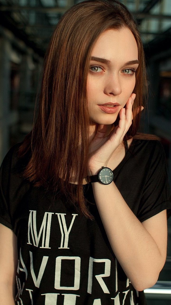 Black T Shirt, Woman Model, Beautiful, 720x1280 Wallpaper. Female Models, Black Tshirt, Model