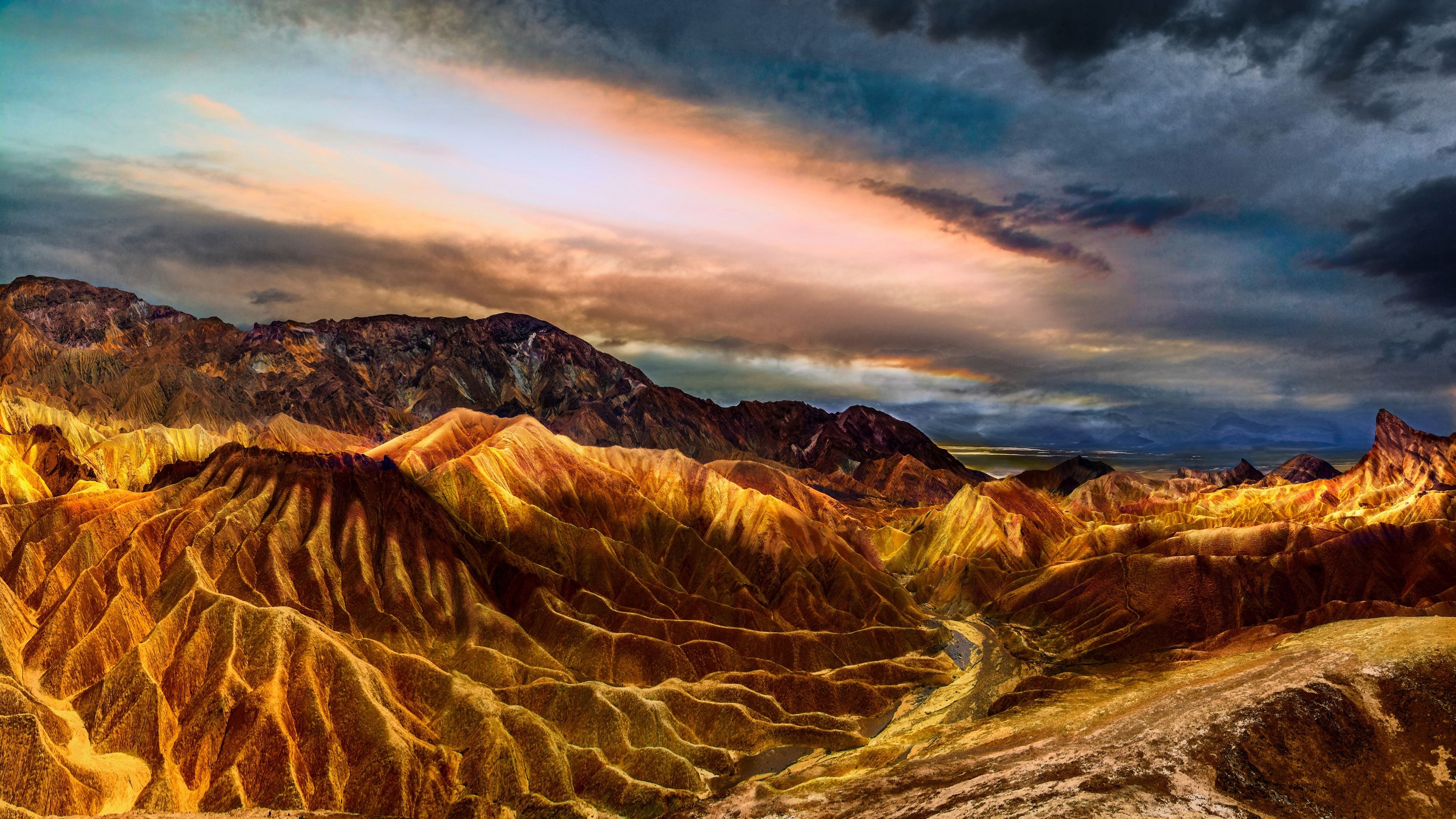 Wallpaper USA, Death Valley, mountains, clouds, nature landscape 3840x2160 UHD 4K Picture, Image
