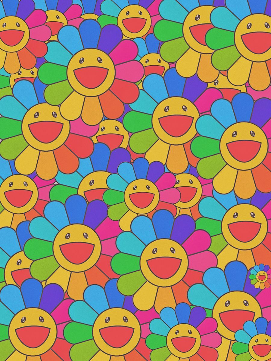 Takashi murakami✨flower. Hippie wallpaper, Murakami flower, Aesthetic iphone wallpaper