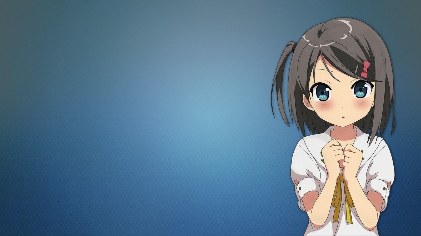 Wallpaper, illustration, anime girls, blue eyes, short hair, brunette, looking at viewer, Hentai Ouji to Warawanai Neko, Tsutsukakushi Tsukiko, Toy, screenshot, computer wallpaper, mangaka 1920x1080
