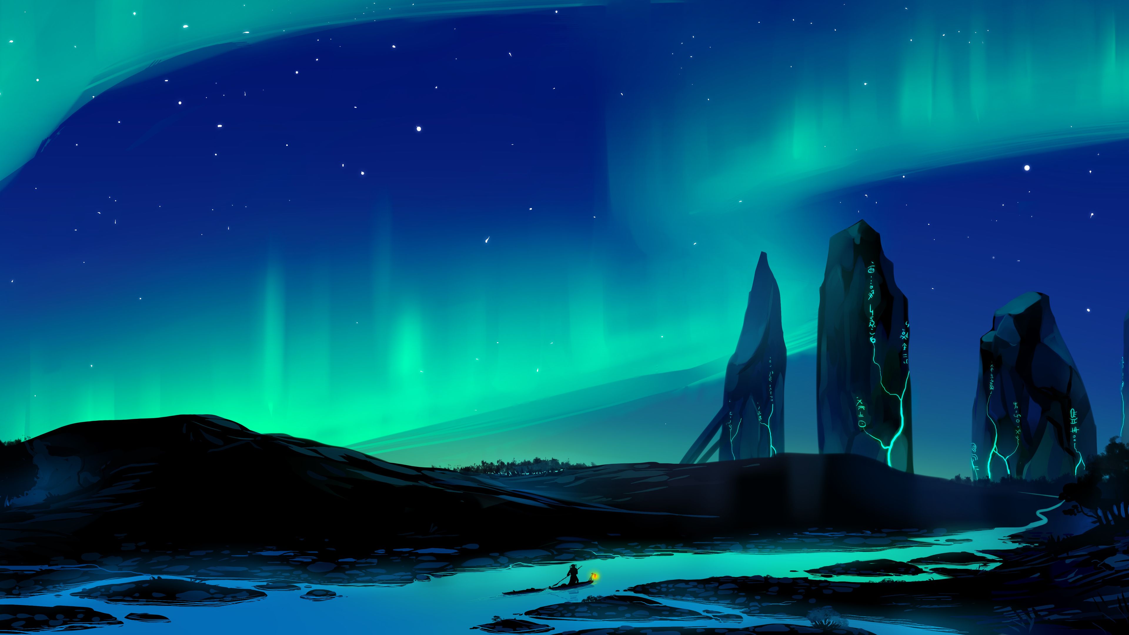 Wallpaper 4k Aurora Borealis Town 4k 4k Wallpaper, 5k Wallpaper, Artist Wallpaper, Artwork Wallpaper, Aurora Wallpaper, Wallpaper, Digital Art Wallpaper, Hd Wallpaper, Northern Lights Wallpaper