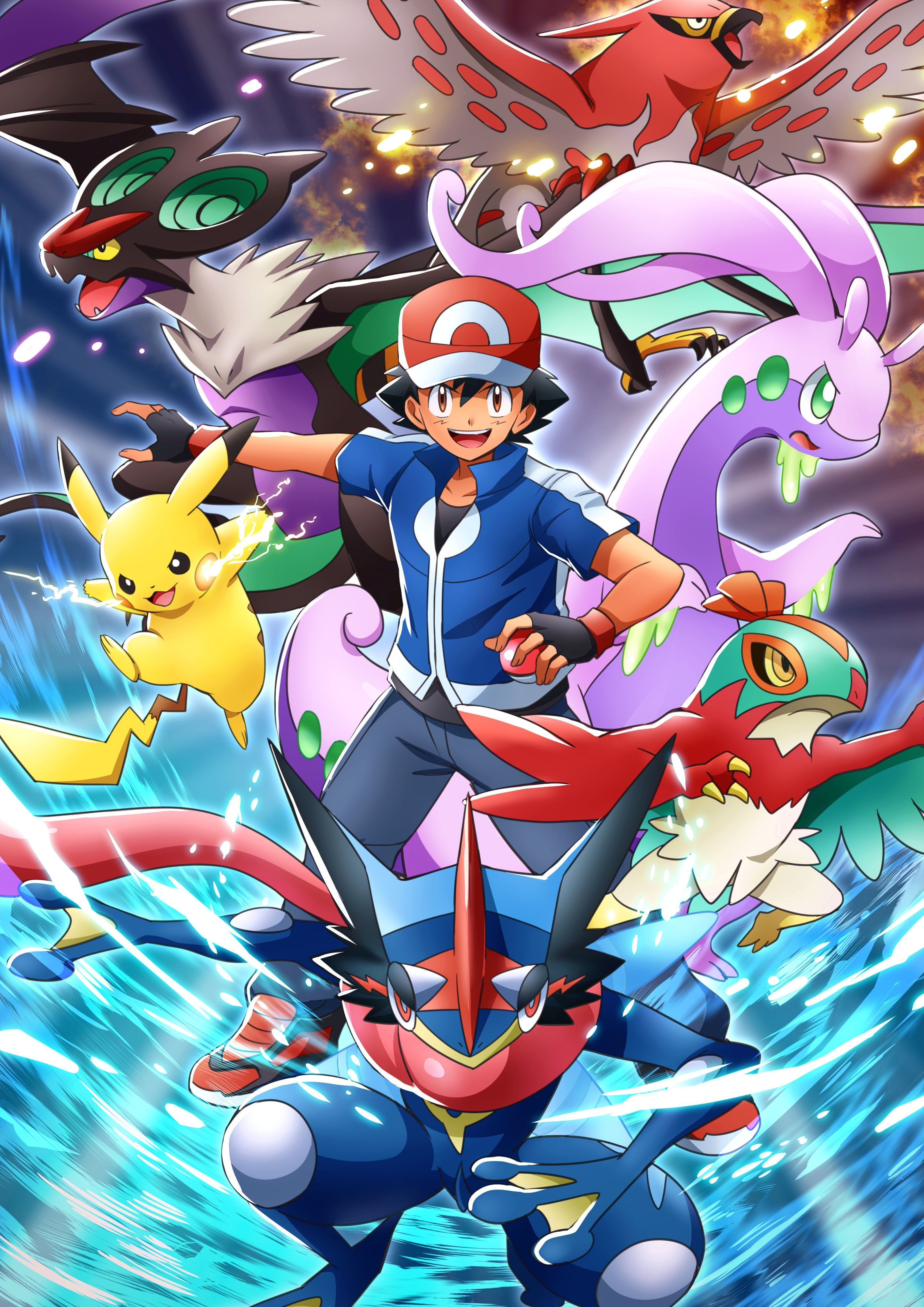 Ash and All His Pokemon Wallpaper