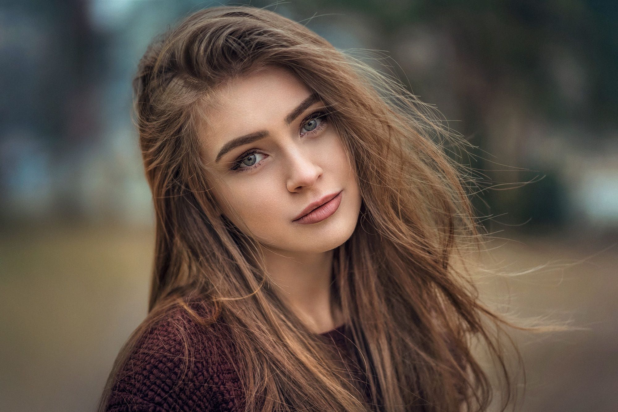 Download Wallpaper model brunette beauty portrait anna von klinski, 2000x1333