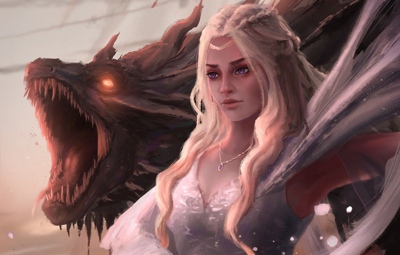 Wallpaper dragon, fantasy, art, fragment, Game Of Thrones, Game of Thrones, Daenerys, Mother of Dragons, Gavin Wynford image for desktop, section фантастика