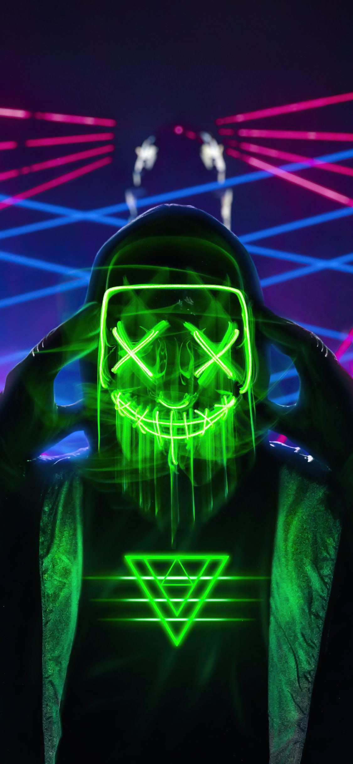 Neon Green Mask Triangle Guy 4k iPhone XS, iPhone iPhone X HD 4k Wallpaper, Image, Background, Photo and Picture