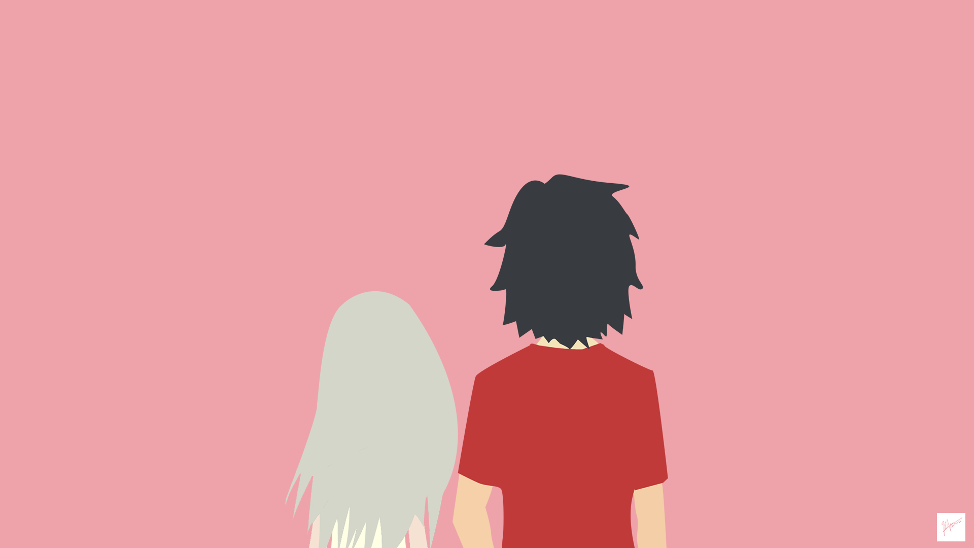 I made a minimalistic wallpaper featuring Menma and Jintan
