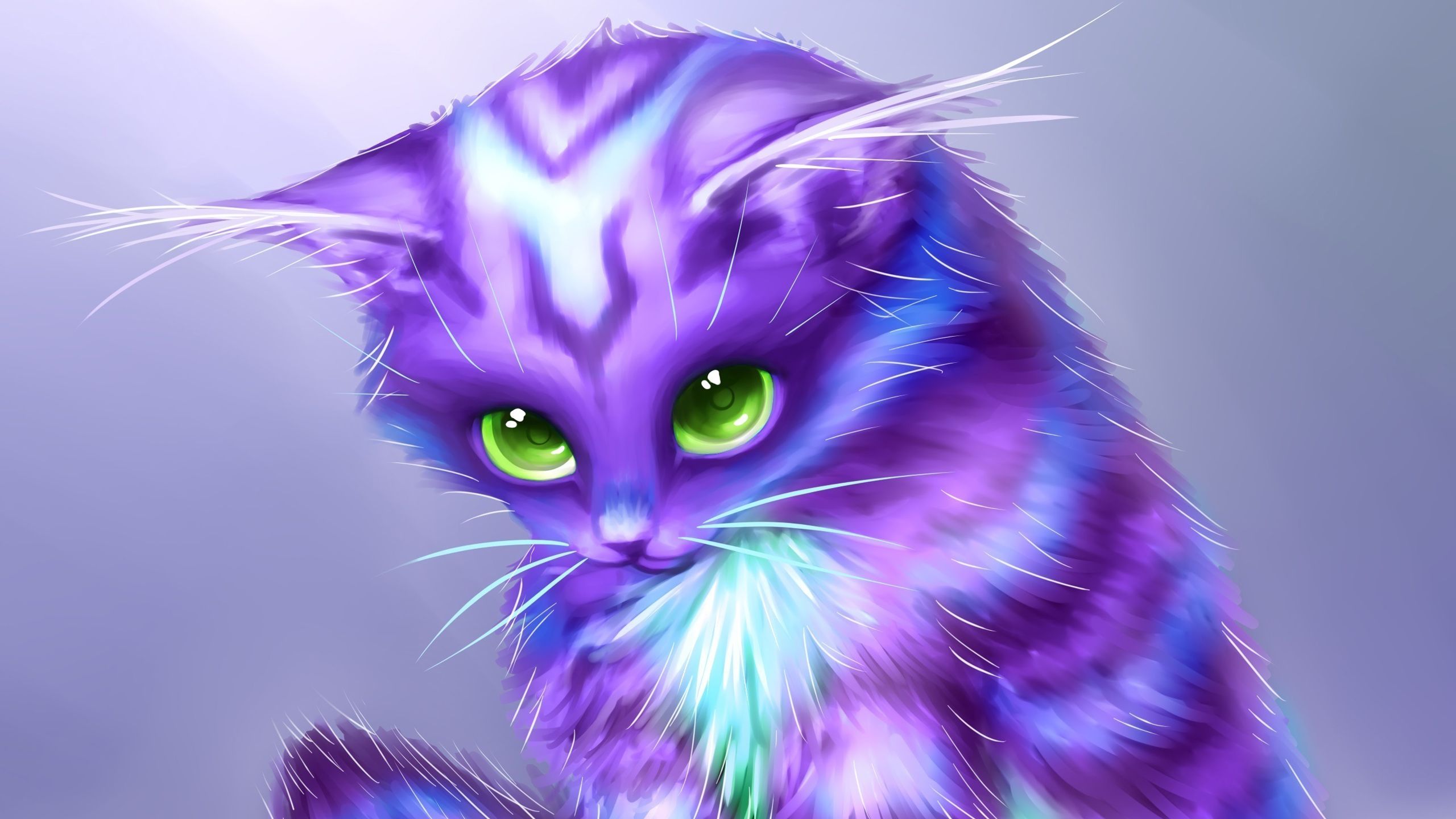 Purple Cat With Green Eyes HD Purple Wallpaper