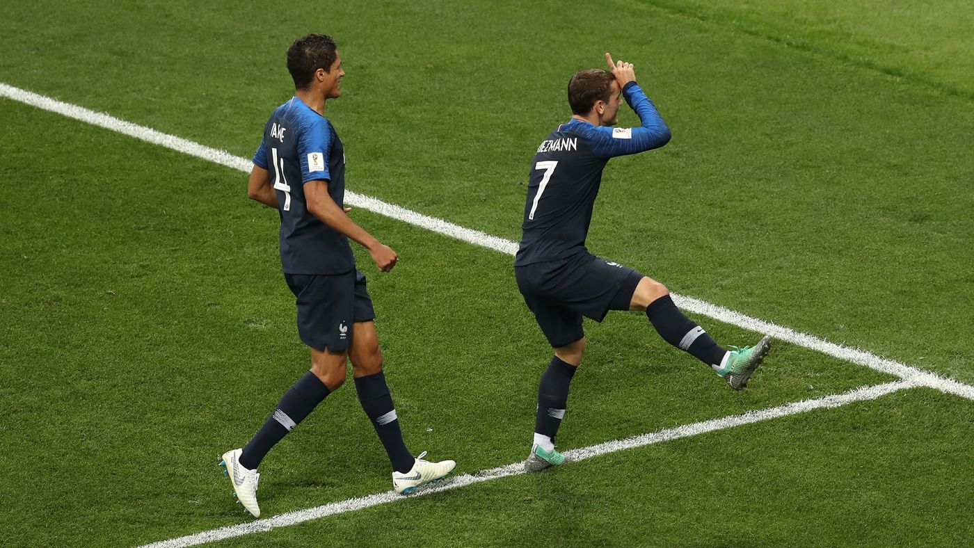 Antoine Griezmann busts out his Fortnite goal celebration at the World Cup final