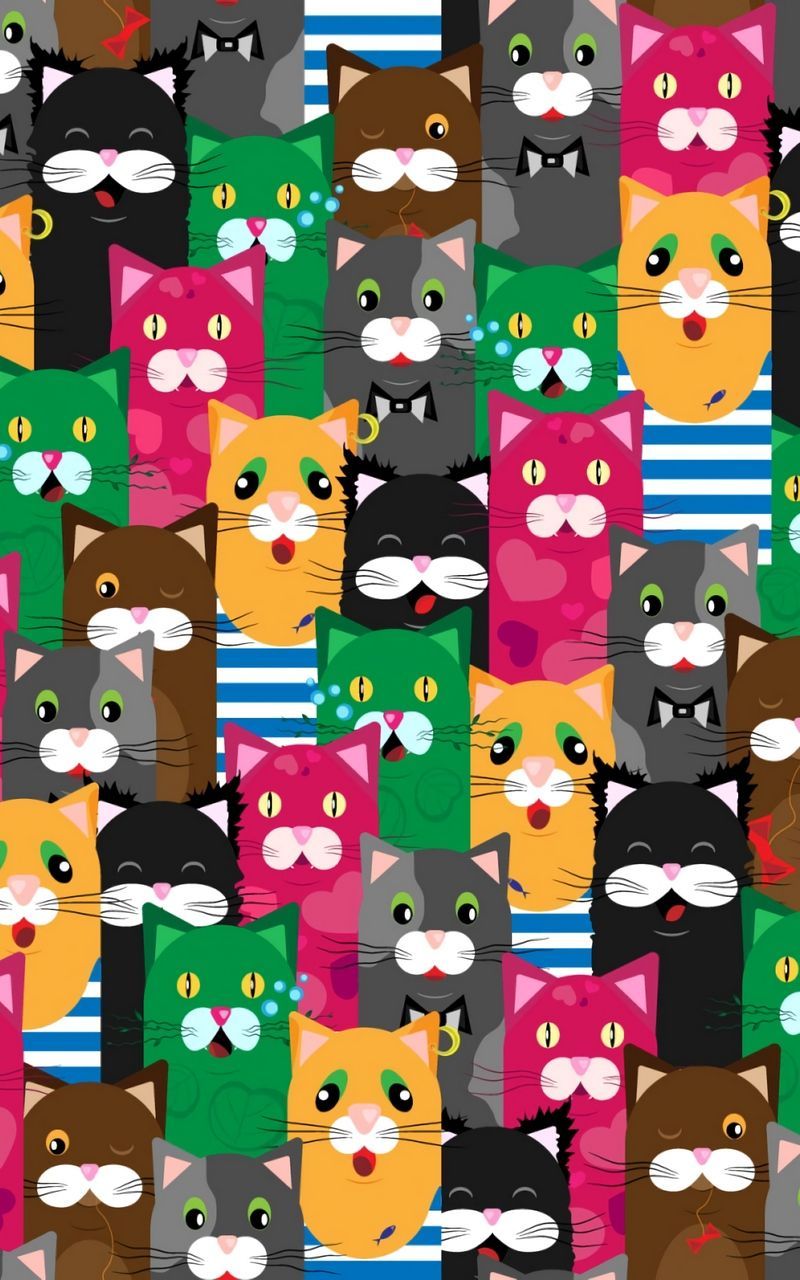 Wallpaper colorful cats pattern funny texture. Cat pattern wallpaper, Cat wallpaper, Cat background