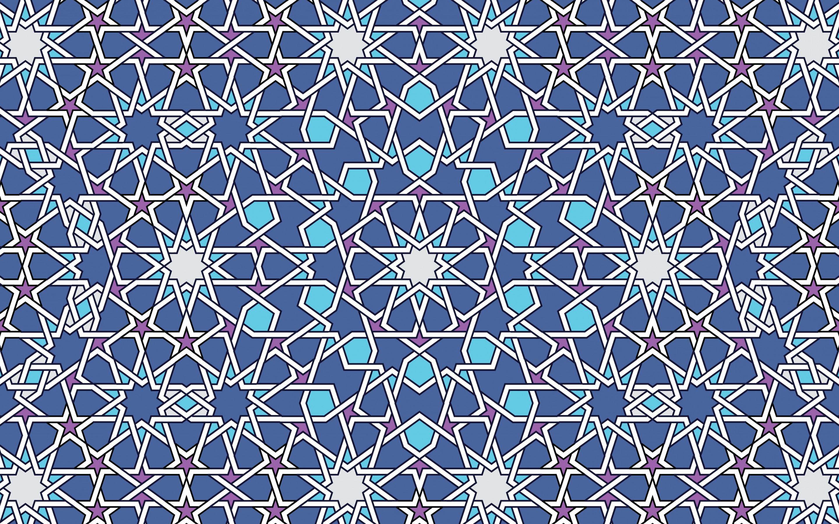 Download wallpaper islamic ornament texture, texture with stars, blue ornament texture, islamic texture, blue geometric background, islamic pattern for desktop with resolution 2880x1800. High Quality HD picture wallpaper