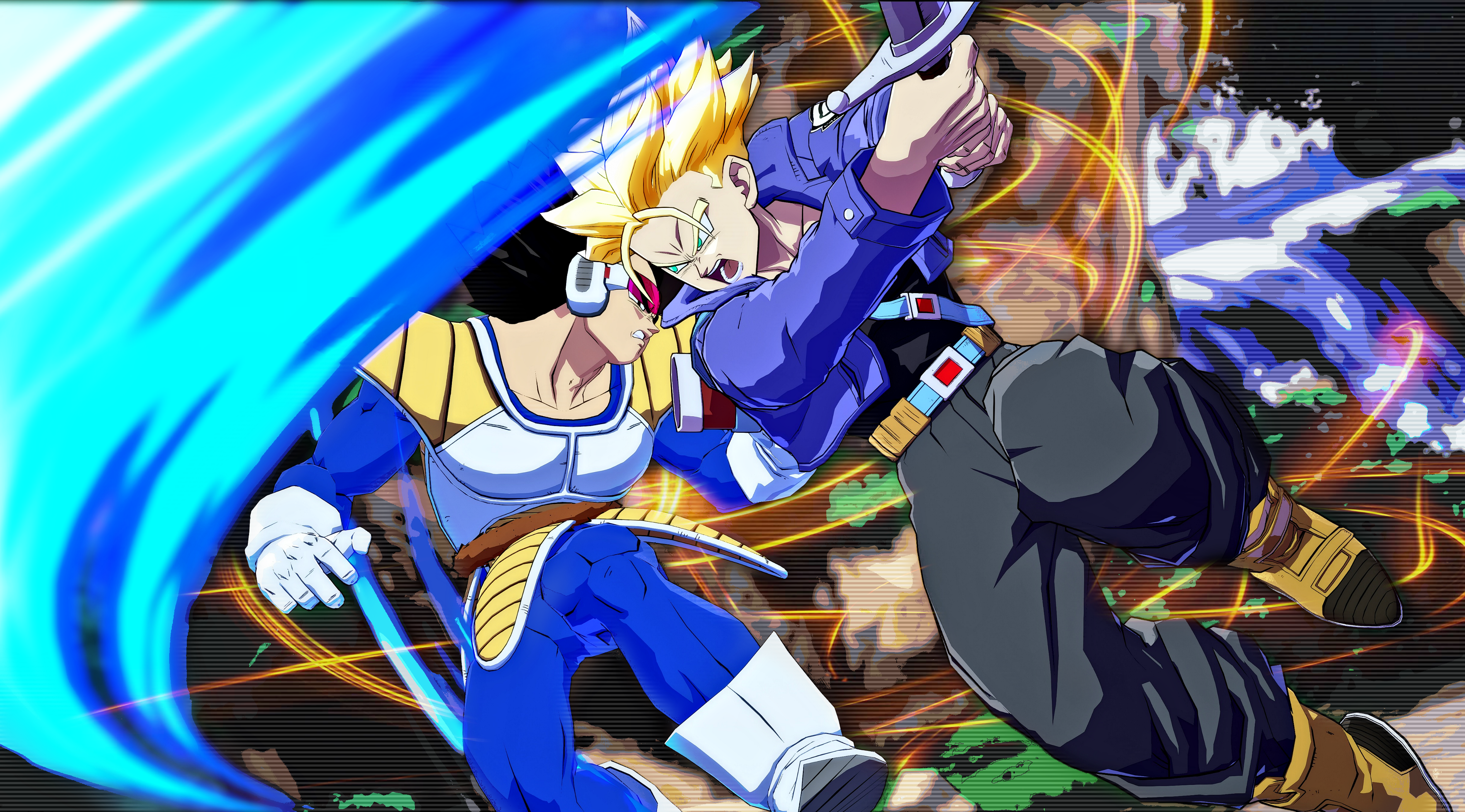 SSJ Trunks VS Vegeta 4K Wallpaper
