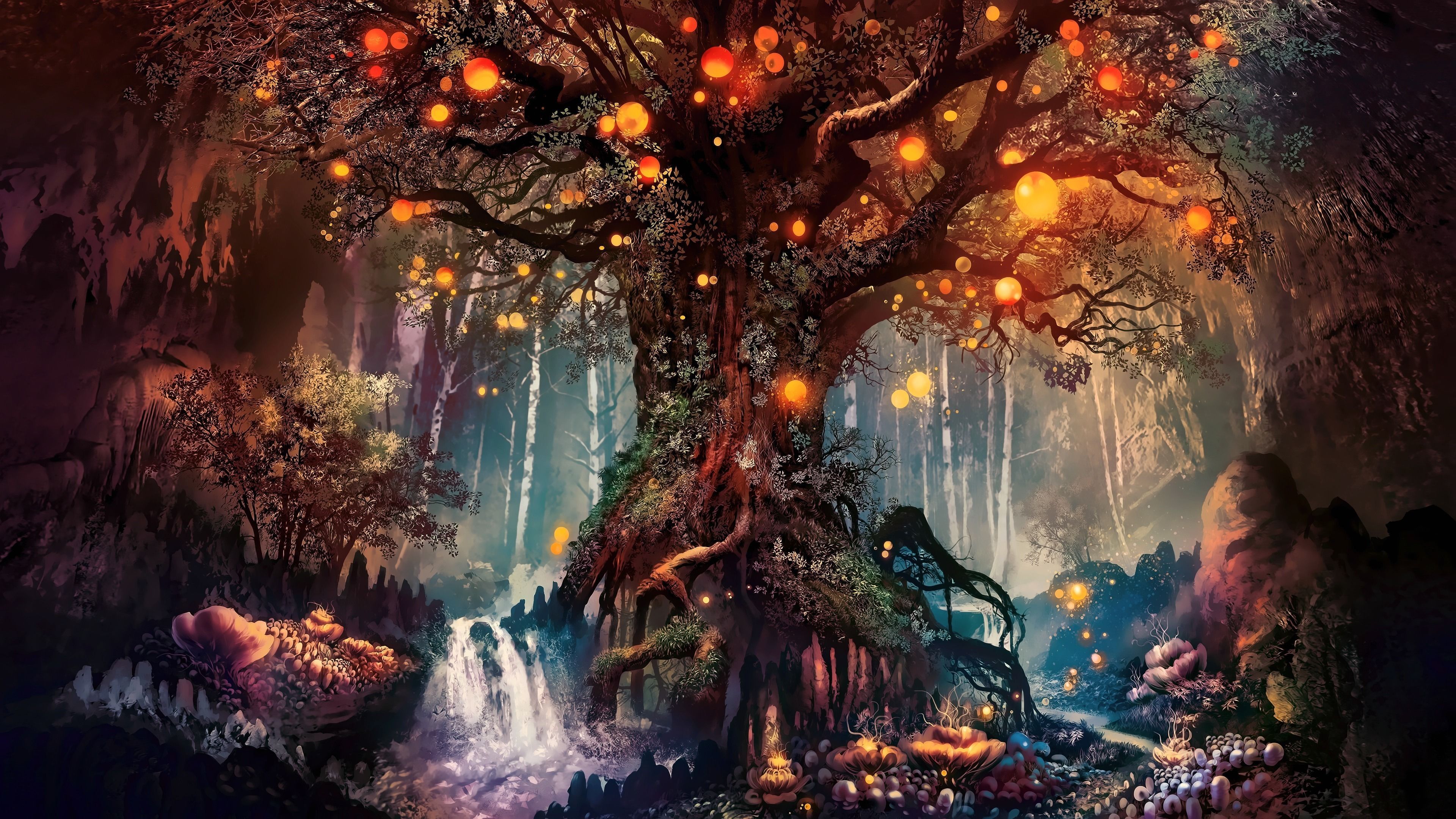 Download 3840x2160 wallpaper old tree, fantasy, art, 4k, uhd 16: widescreen, 3840x2160 HD image, background, x1200 wallpaper, Fantasy artwork, Fantasy tree