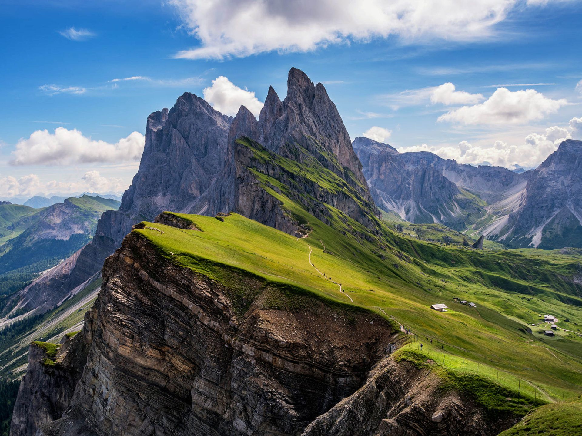 Odle Mountains In Seceda Dolomites Italy Photo Landscape 4k Ultra HD Wallpaper For Desktop Laptop, Wallpaper13.com