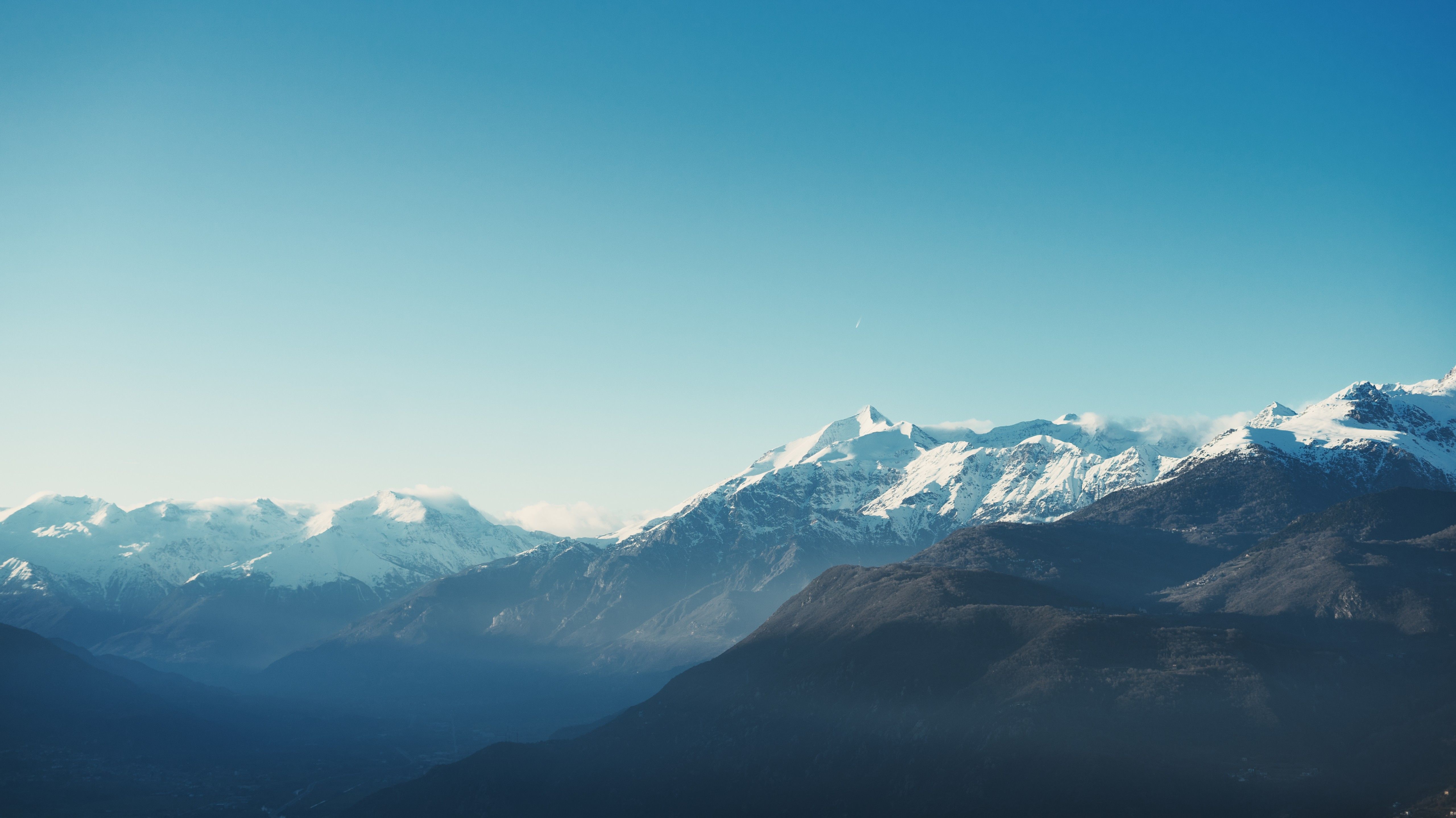 Mountains 4K Wallpaper, Winter, Daytime, Glacier, Blue, Mountain range, 5K, Nature