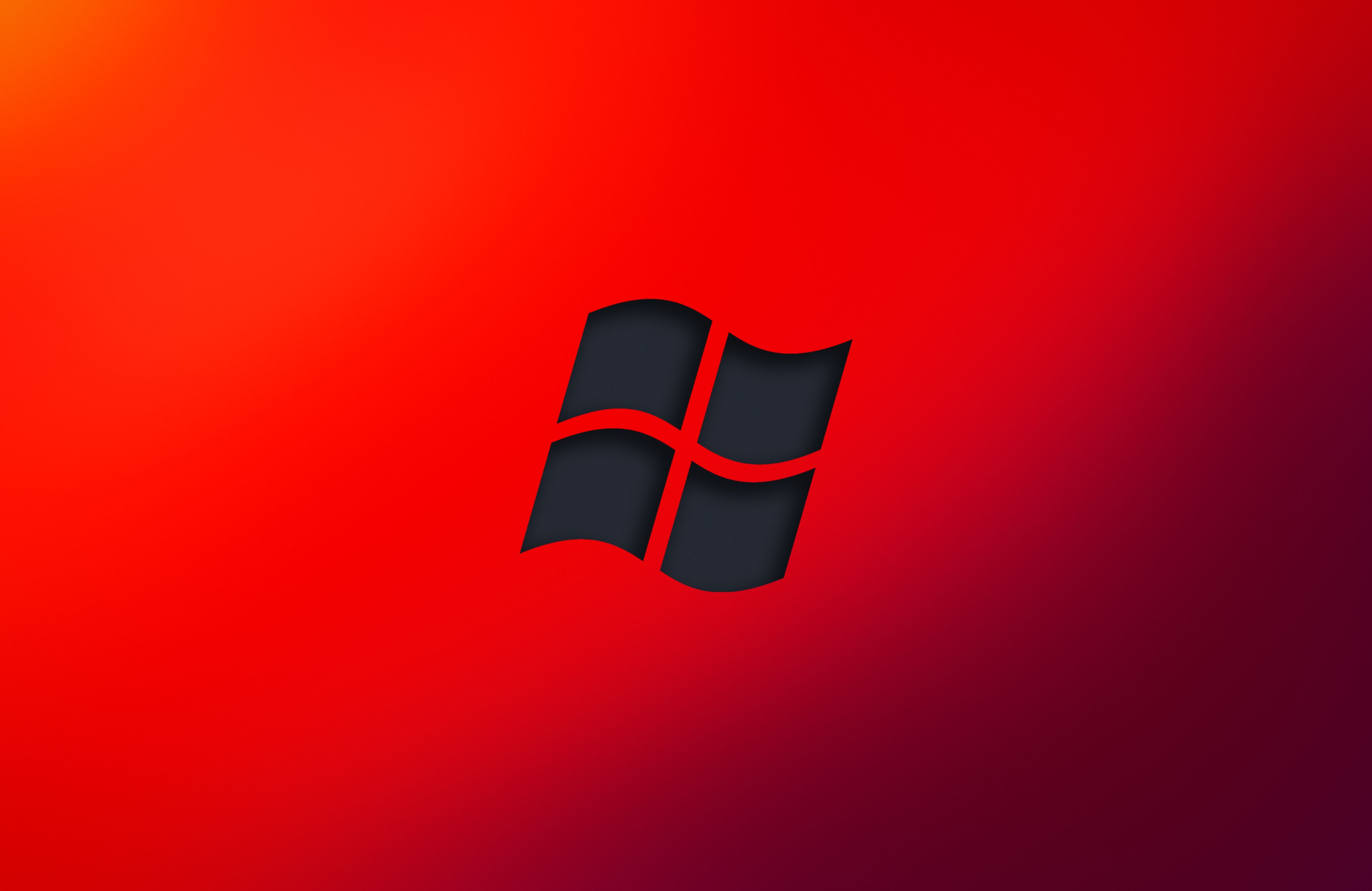 Wallpaper, minimalism, Windows Logo, Windows XP, gradient, Free, windows os, red background, logo, Microsoft 3940x2560