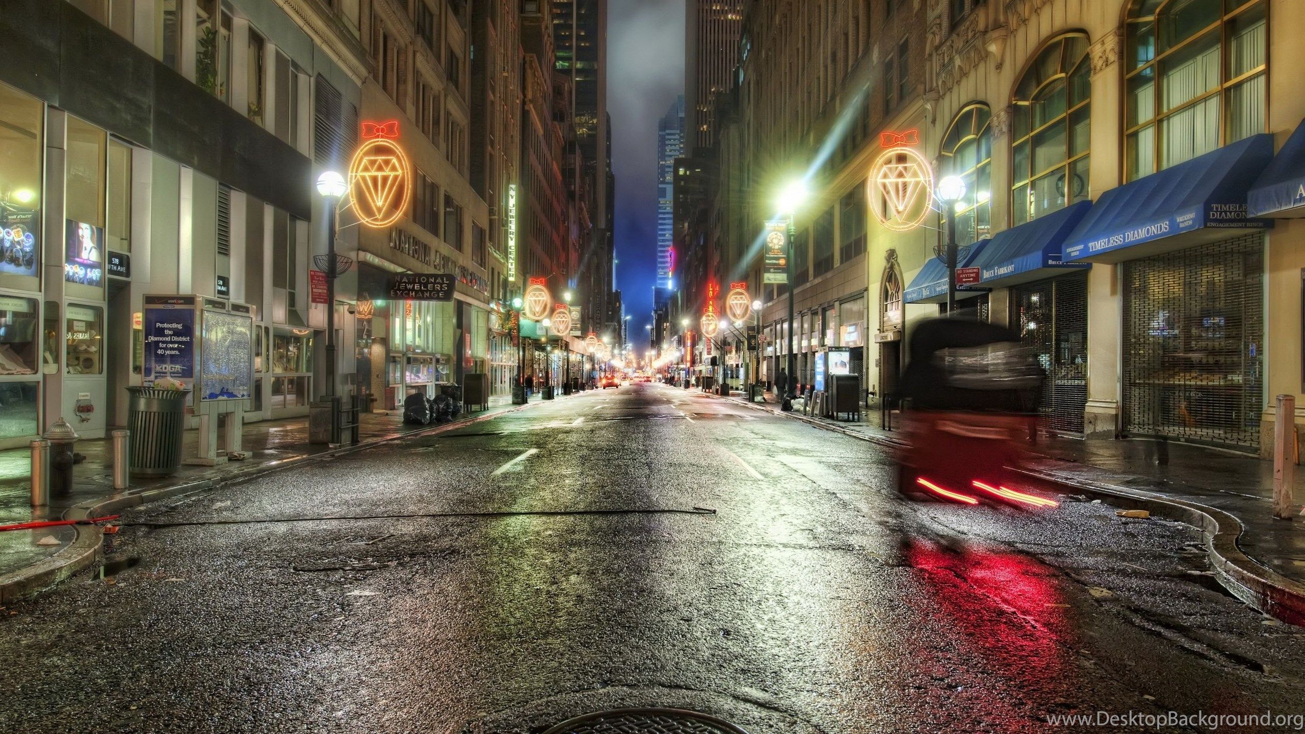 Wallpaper USA Roads New York City Street Lights HDR Night Asphalt. Desktop Background