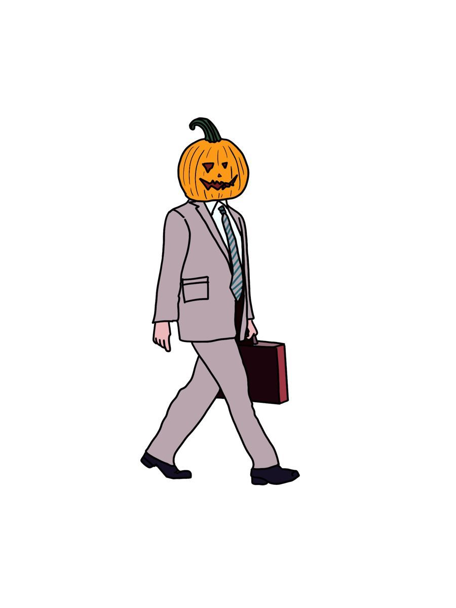 Pumkin Head Dwight ' Sticker by Iampainted. Character design sketches, Cute drawings, Movie art