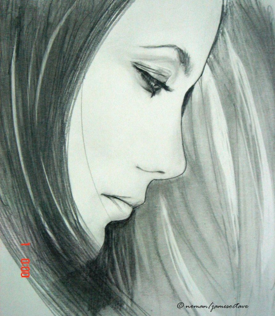 Sad Girl Face Drawing