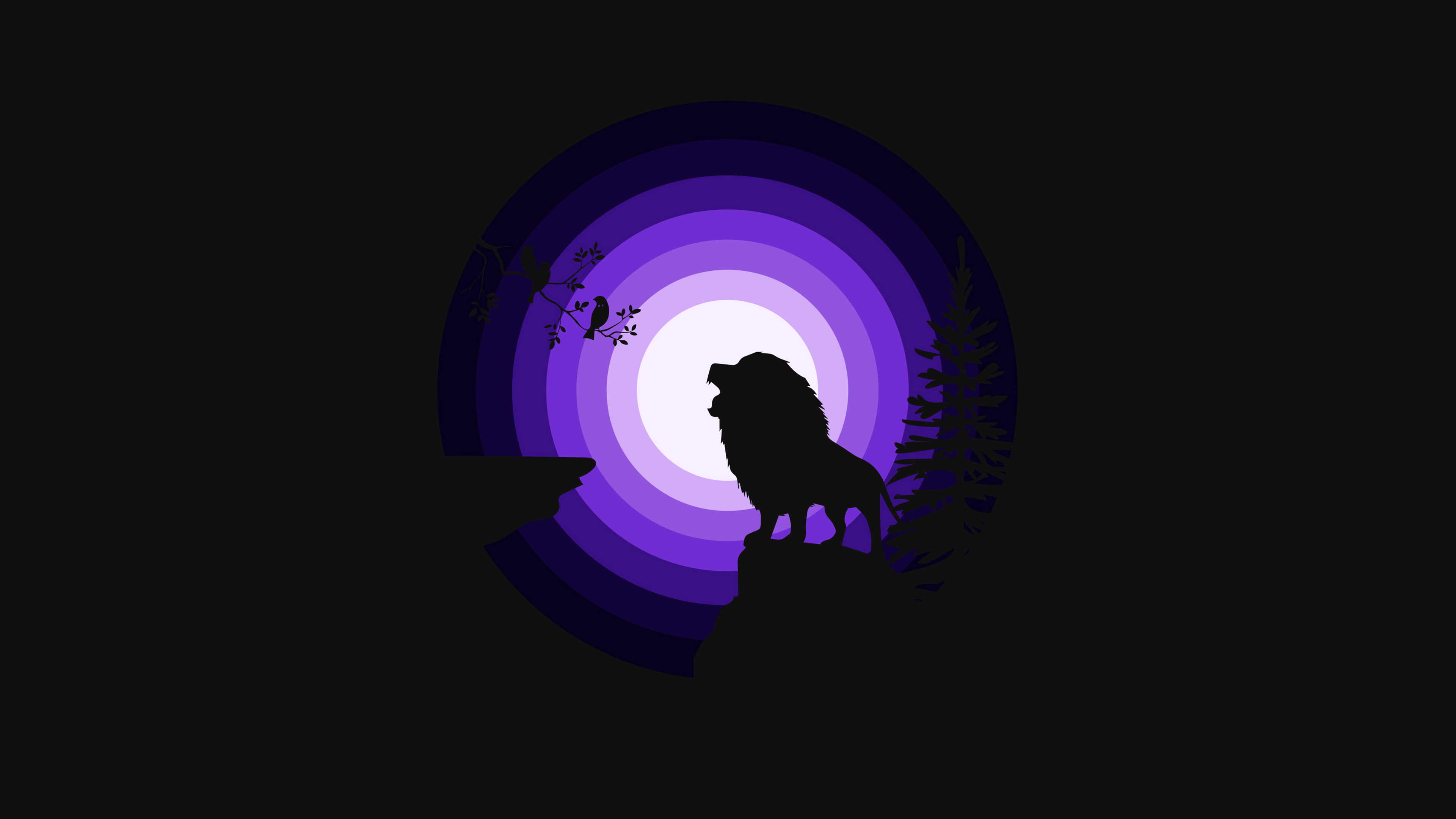 Lion 4K Wallpaper, Roaring, Silhouette, Moon, Night, Purple, Black Dark