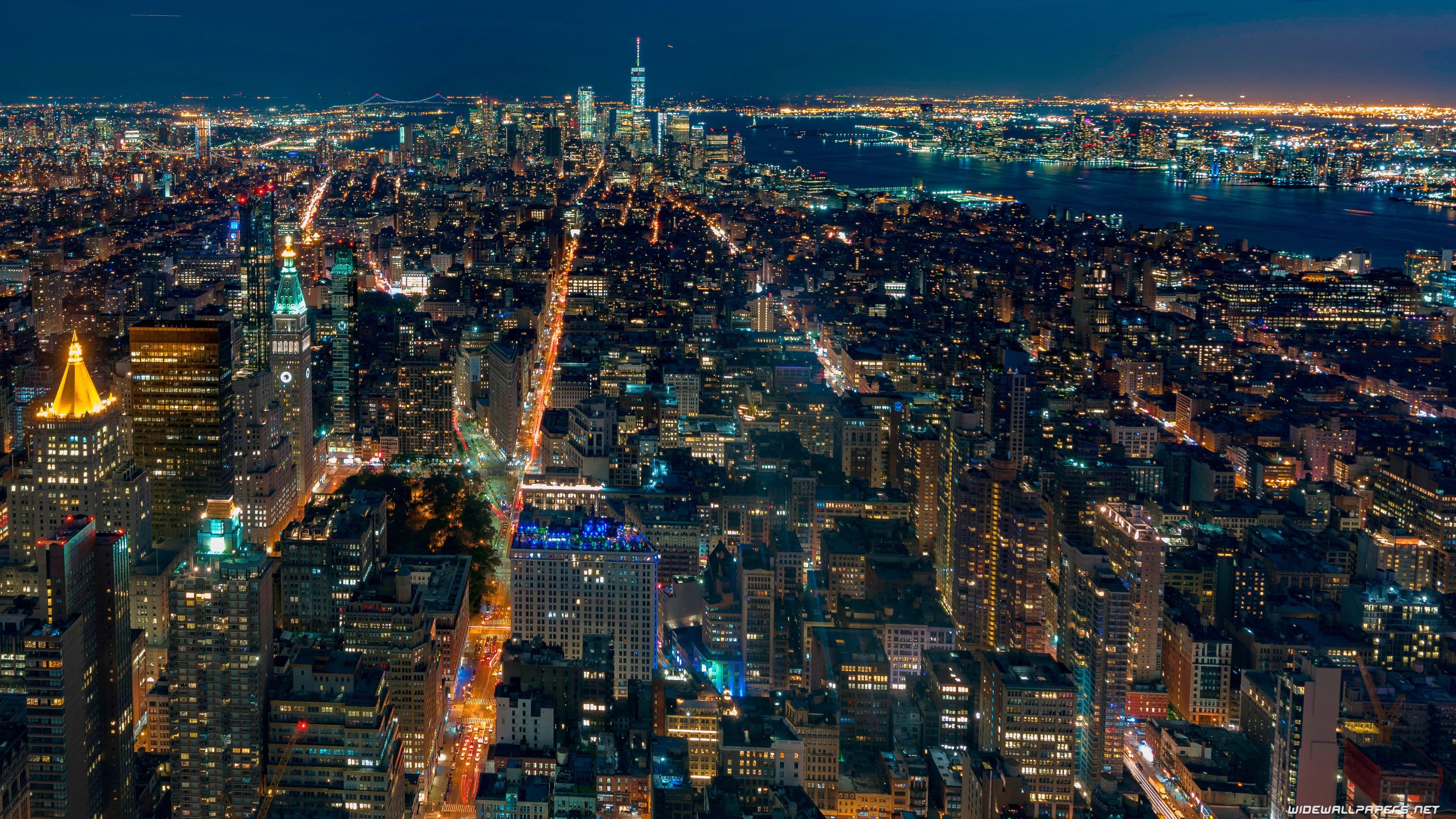 Free 4K New York Skyline Night Wallpaper