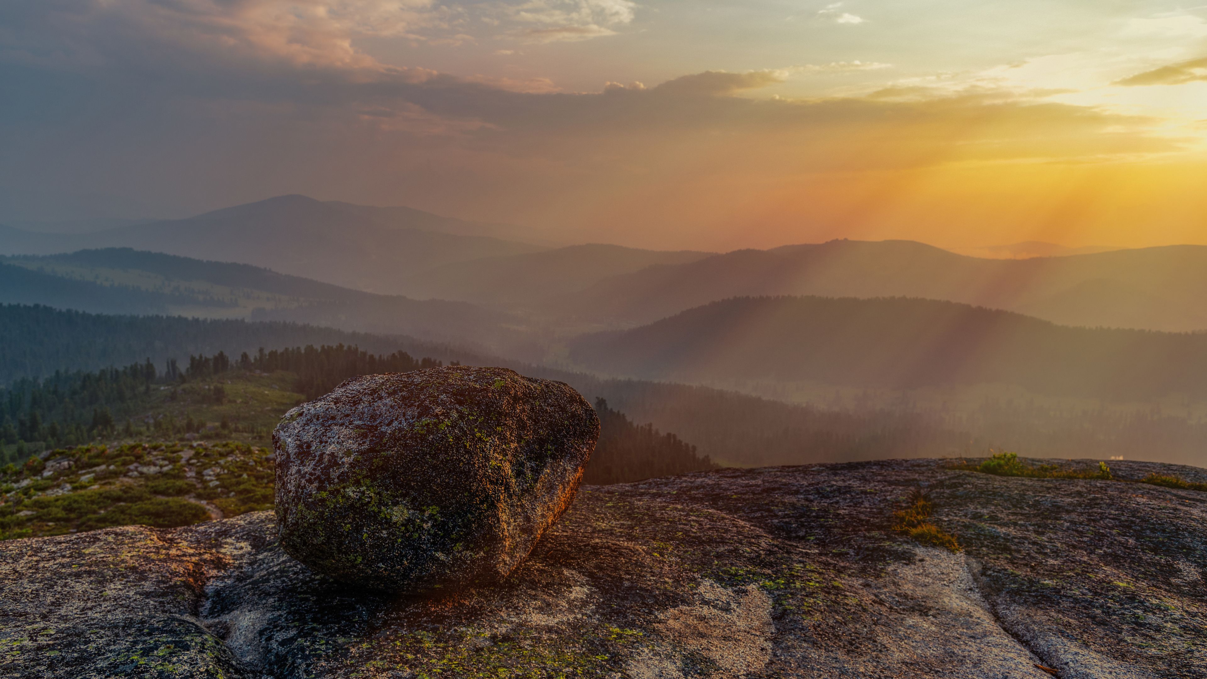Rock Landscape Mountain Sunset Sky 4k HD Wallpaper