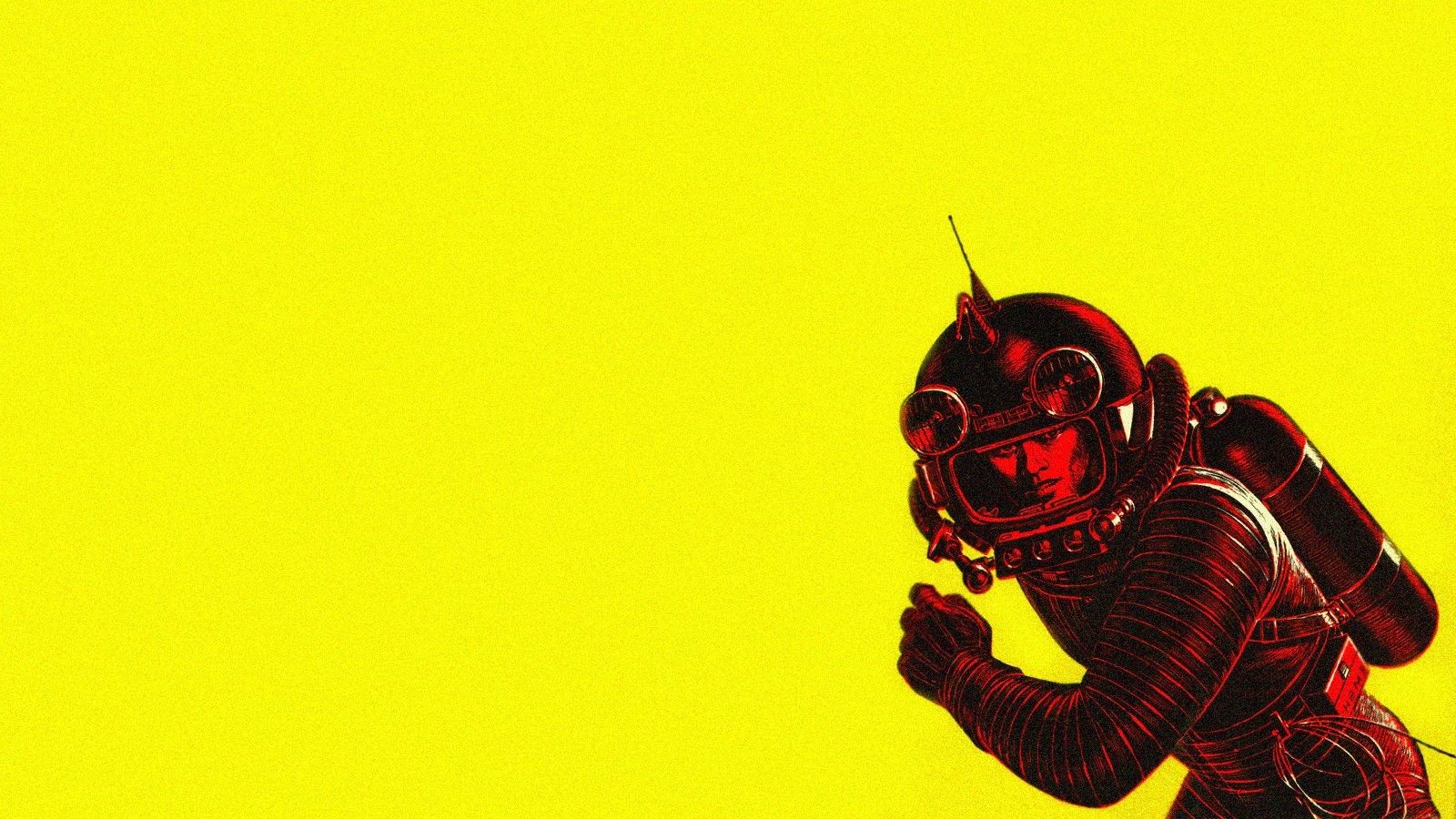 Have Space Suit Will Travel, Yellow Background, Vintage, Astronaut, Minimalism, Science Fiction Wallpaper HD / Desktop and Mobile Background