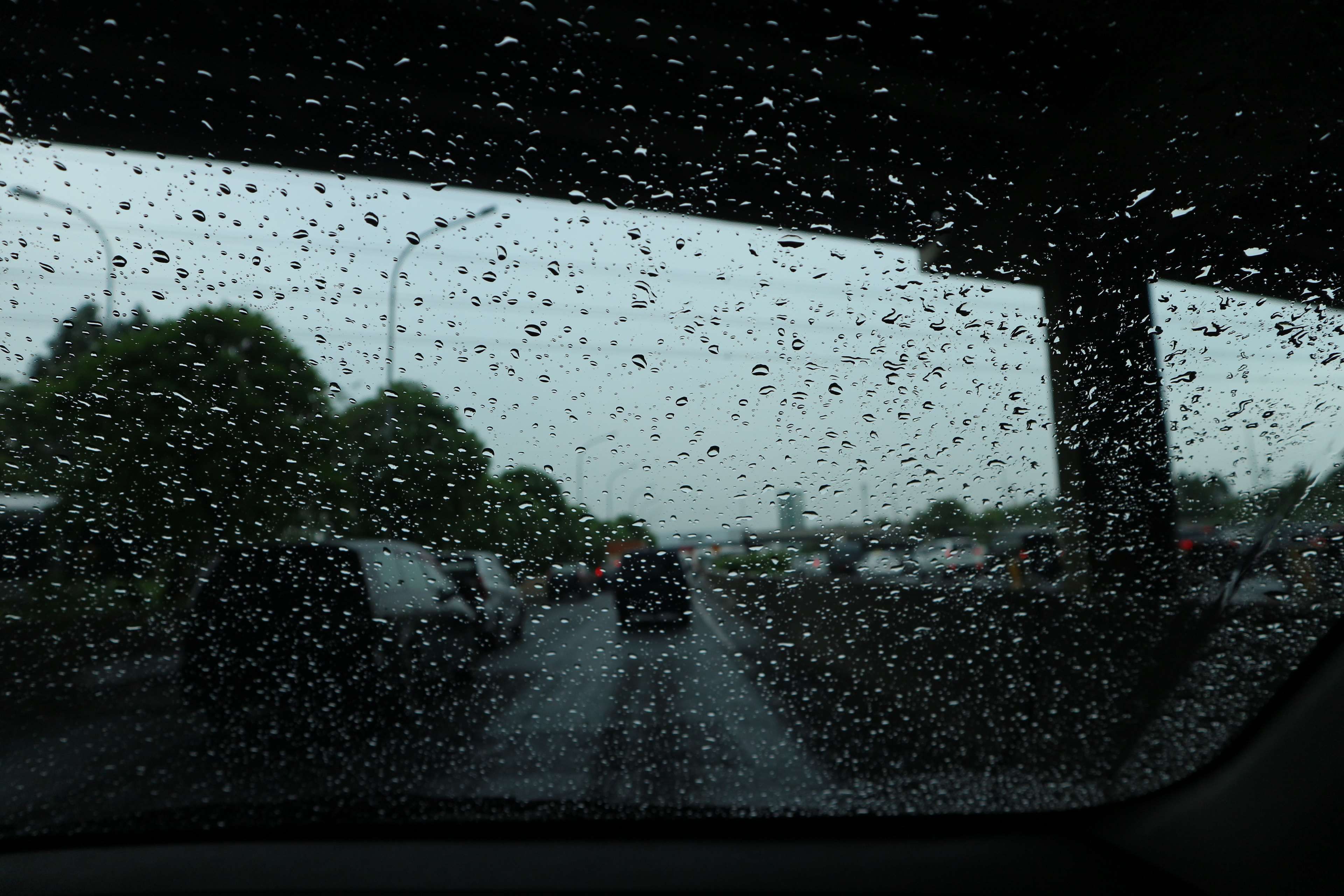 bridge #car #cloudy #cloudy skies #rain #road #storm #traffic #water #window. Sky aesthetic, Rain window, Going to rain