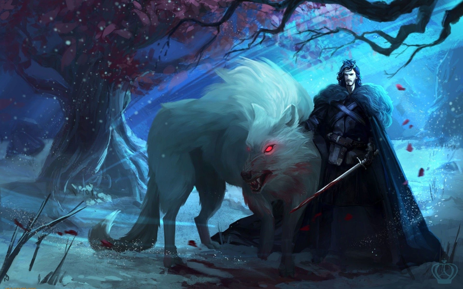 game of thrones wolf direwolves direwolf concept art sword fantasy art artwork jon snow a song of ice and fire ghost wallpaper