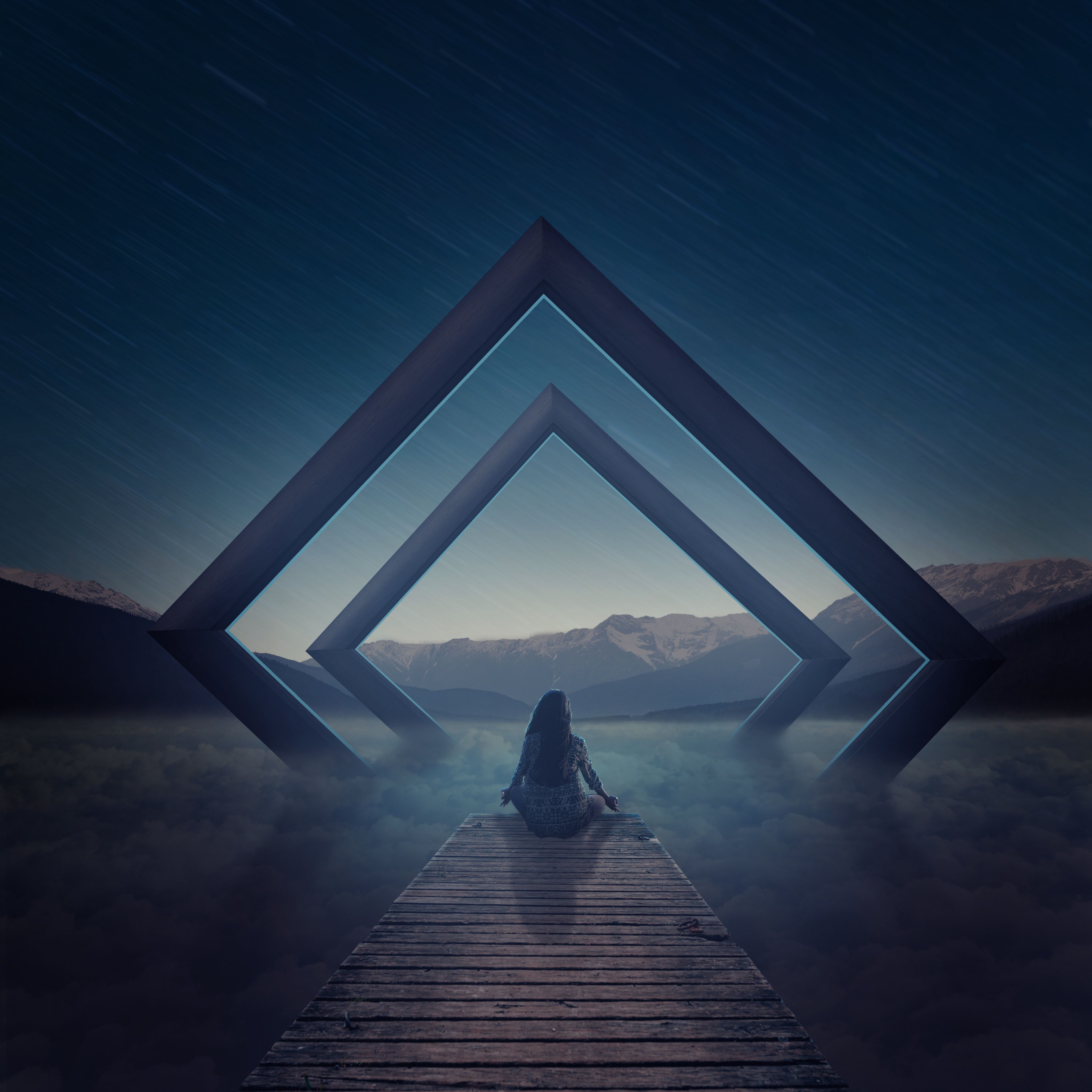 Alone 4K Wallpaper, Meditation, Spiritual, Landscape, Evening, Surreal, Fantasy