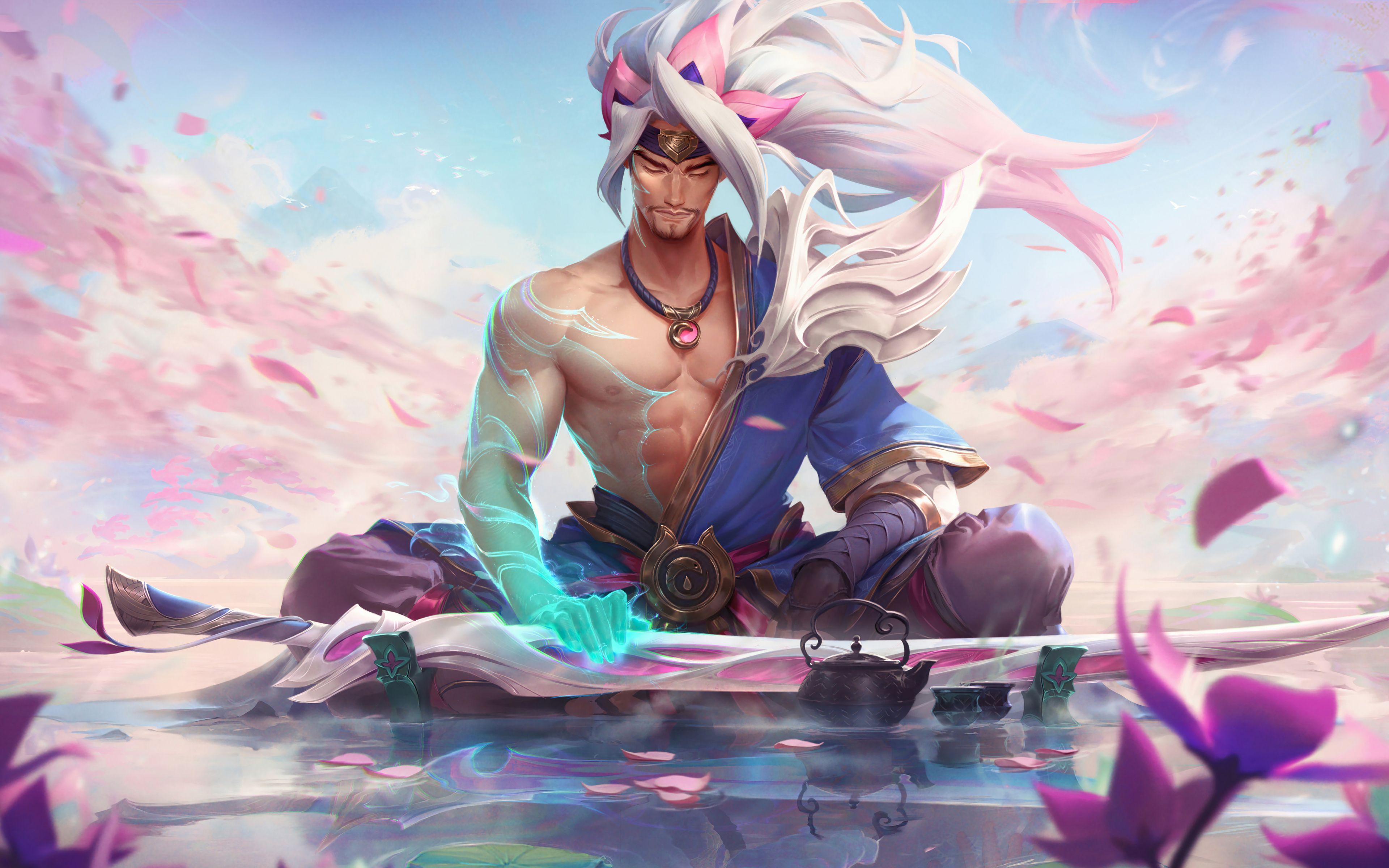 Download 3840x2400 wallpaper meditation, yasuo, league of legends, game, 4k, ultra HD 16: widescreen, 3840x2400 HD image, background, 25382