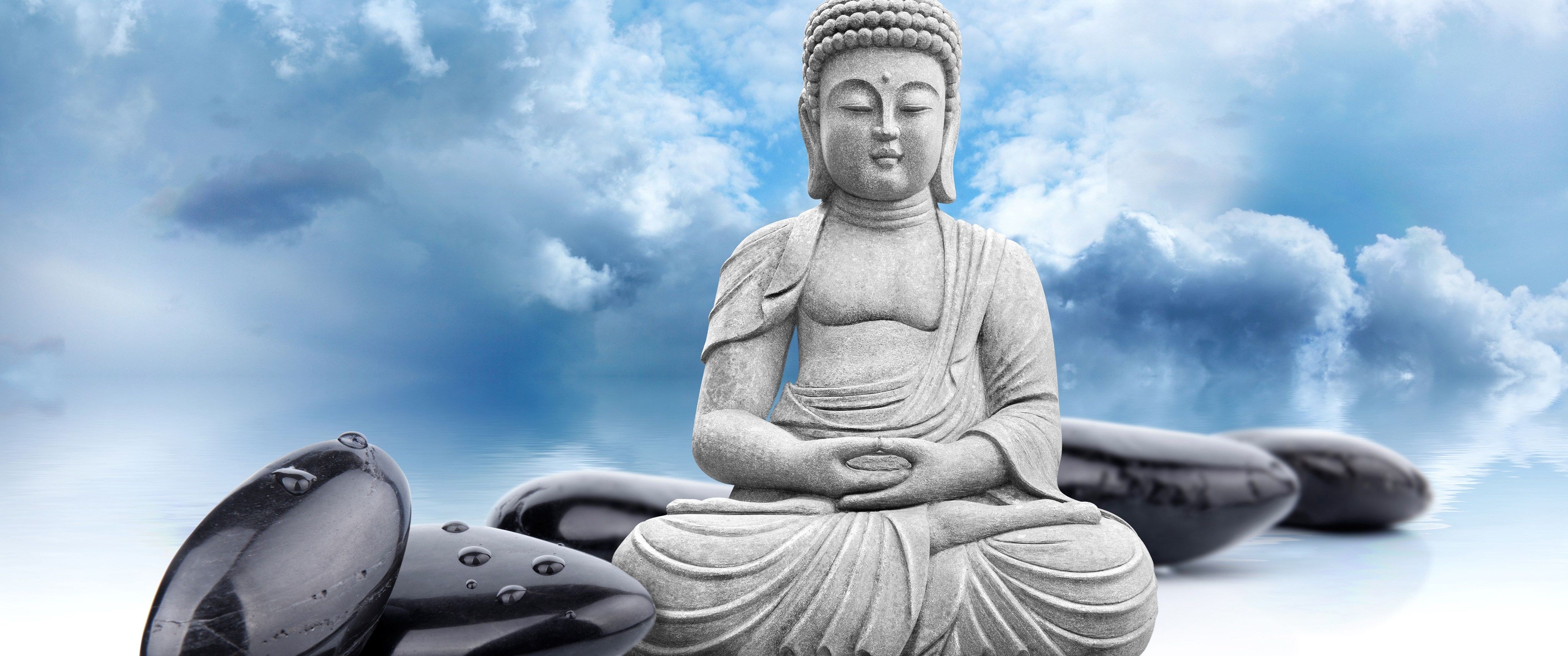 Meditation, Pure, Buddaha, Statue, Stones, Blue Sky, Wallpaper Desktop Background