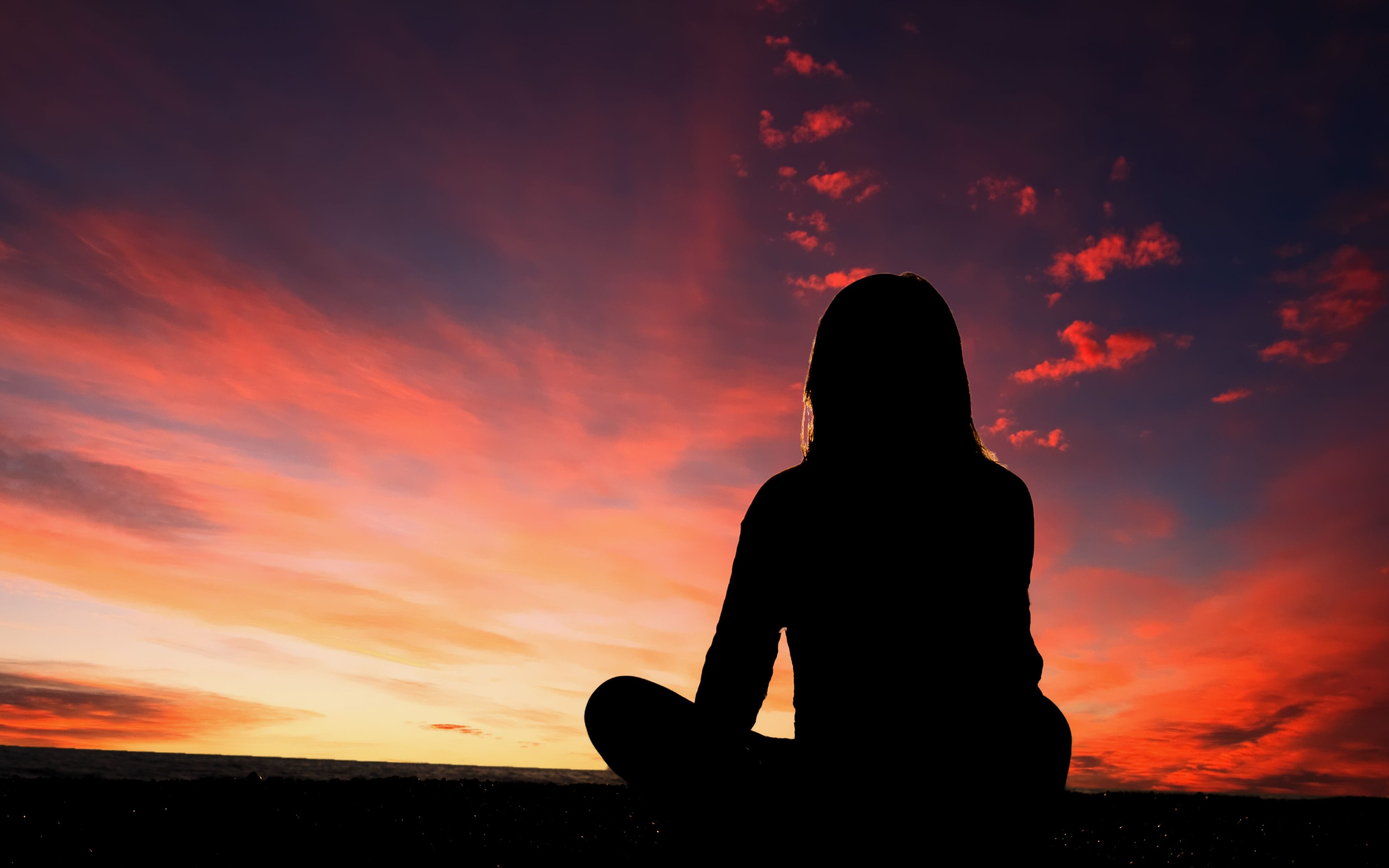 Desktop Wallpaper Meditation, Sunset, Sky, HD Image, Picture, Background, Ca38a9