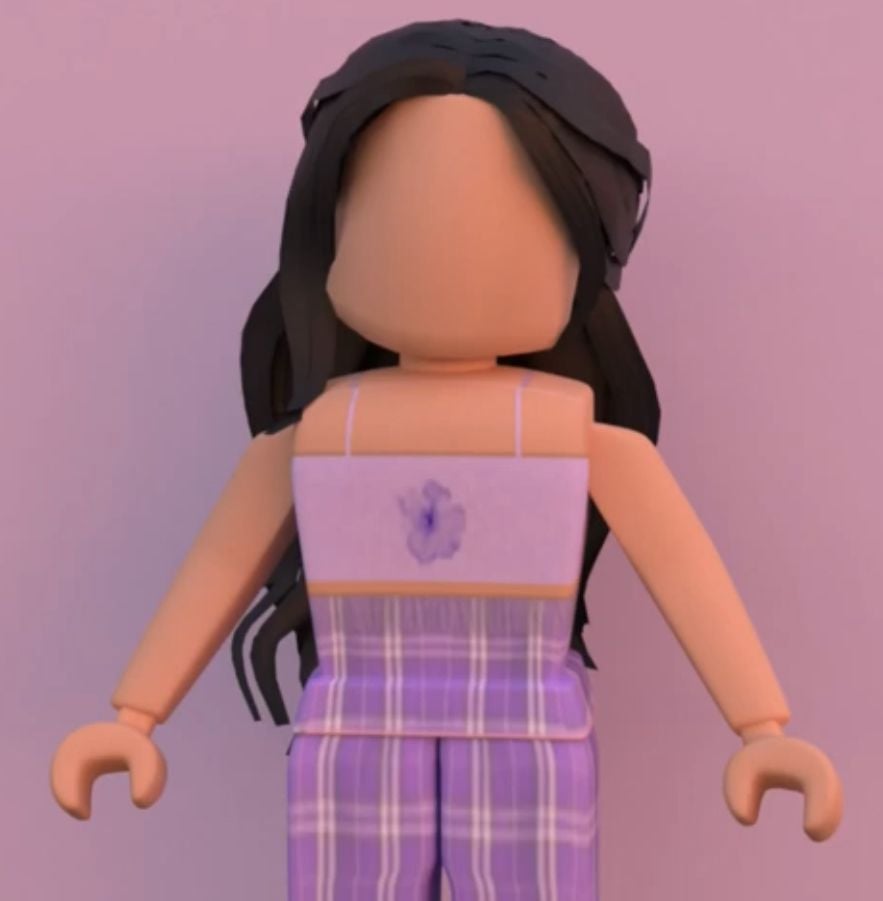 Download Roblox Girl Avatar Posing on Purple Background